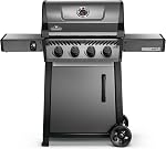 Napoleon Freestyle 425 Gaz propane BBQ Grille - F425DPGT - Cartouche de barbecue, avec 4 Brûleurs, étagères latérales pliantes, allumage instantané sans danger, grilles de cuisson en fonte recouverte de porcelaine