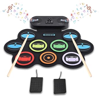 Yapasopu kinder schlagzeug elektronisch mit 9 Pads,2 Stereolautsprecher,E-drum Set pocket drum，Elektronisches Schlagzeug E Dr