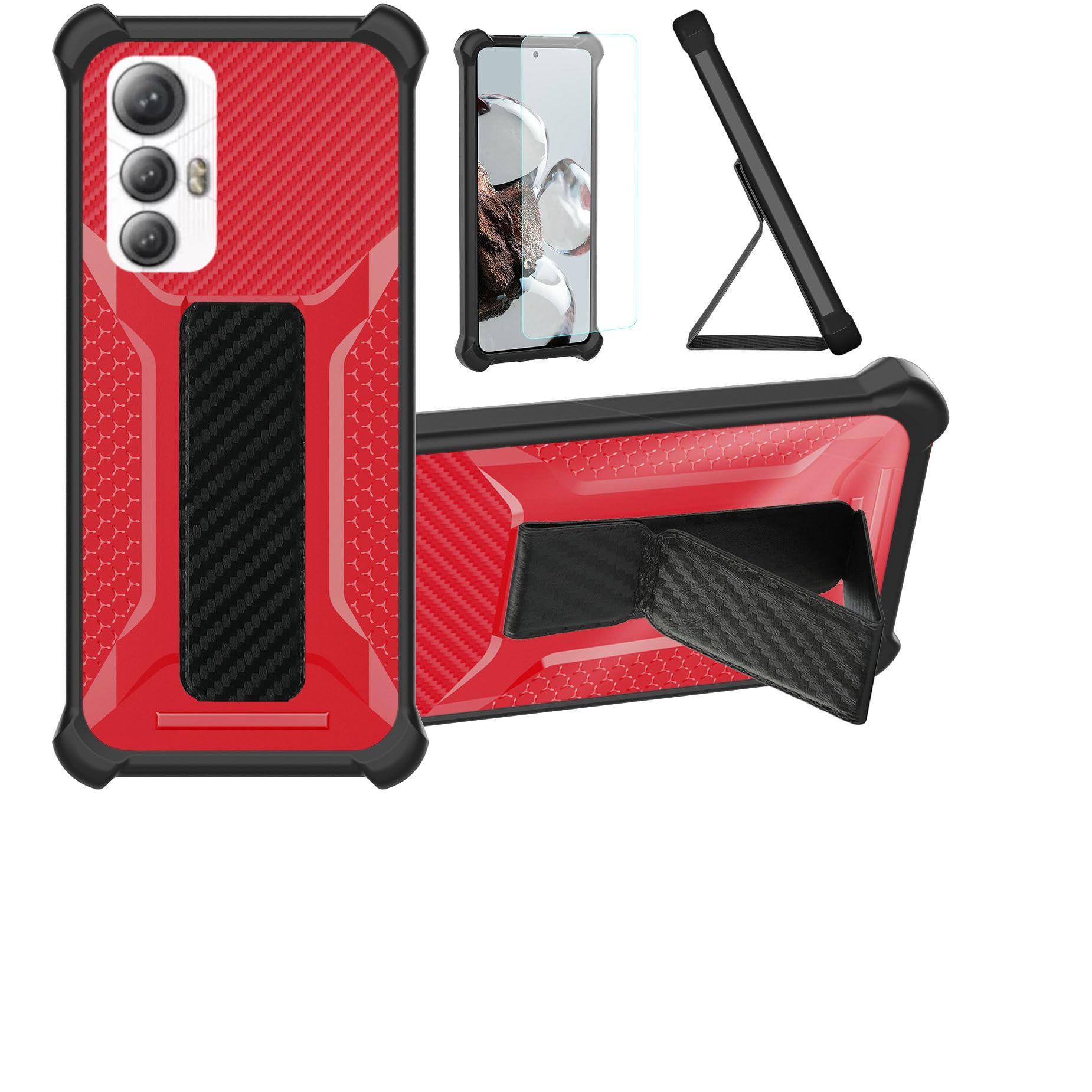 bojioderf Case Compatible for Cubot MAX 5 MAX5 5G Phone Case Stand Cover [with Tempered Glass Screen Protector] Hybrid Case [Folding Support Magnetic]