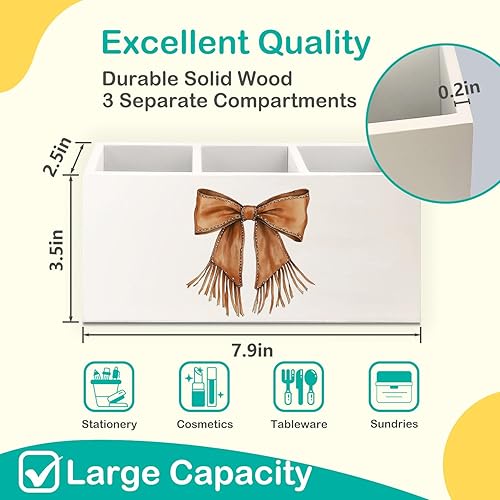 Miniatura 2 de Coquette - Portalápices de madera con lazo occidental para accesorios de escritorio, decoración de oficina occidental, regalos retro de vaquera,