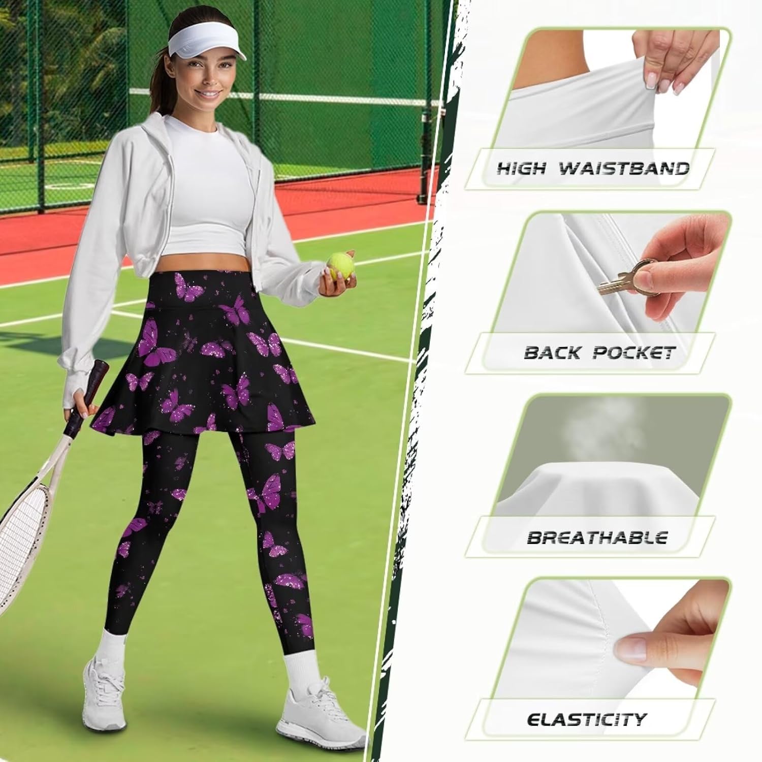 YEXIATODO Leggings Skirt for Girls Women Yoga Dress Pants with Pockets Athletic Skirts Breathable Tennis Golf Skort