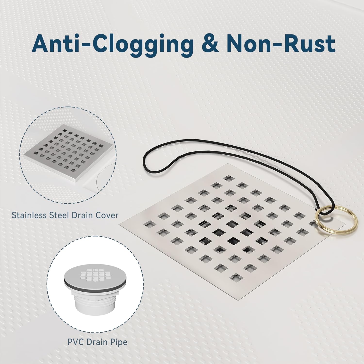 Stainless Steel Drain Cover and PVC Drain Pipe