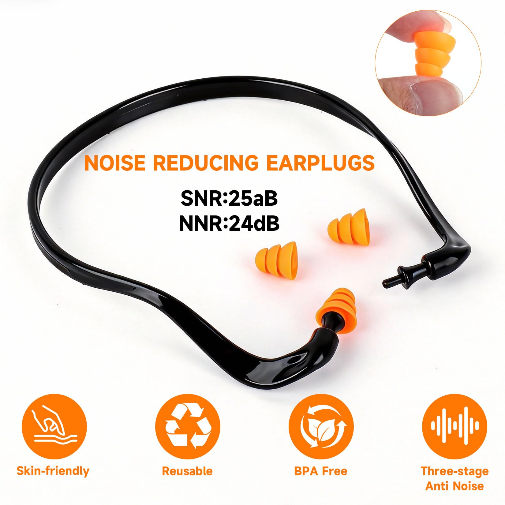 5 Pz Cuffie Antirumore Lavoro, Tappi Orecchie Antirumore per Lavoro, Concerti, Sonno, Viaggi, Tiro Sportivo, con 5 Paia di Tappi Orecchie Lavoros di Ricambio (14,5 x 14,8 cm) - 3