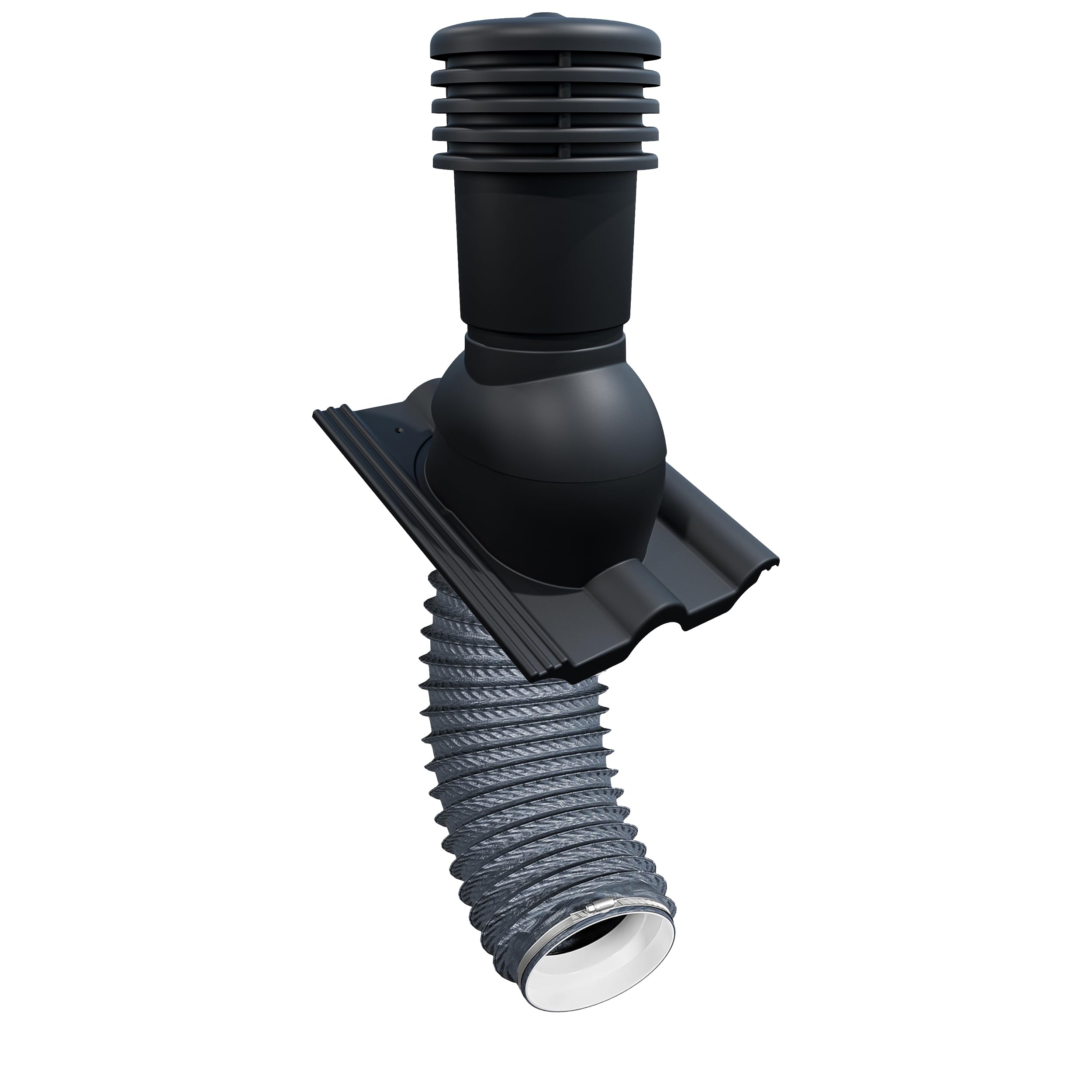 Bandloo VENTOS X PLUS 150 mm + FLEXOS X PLUS 60 cm Entlüfterkamin Dachziegel Lüftungskamin Schwarz RAL 9005