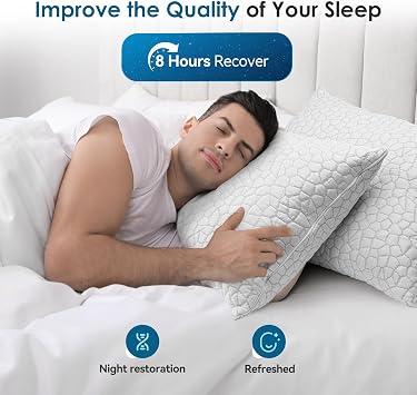 Teemour Pillows 2PACK Cooling Pillow for Hot Sleepers Shredded Memory Foam Pillow Adjustable Bed Pillow Medium Firm Support Pillow for Side, Back & Stomach Sleepers with Breathable & Removable Cover