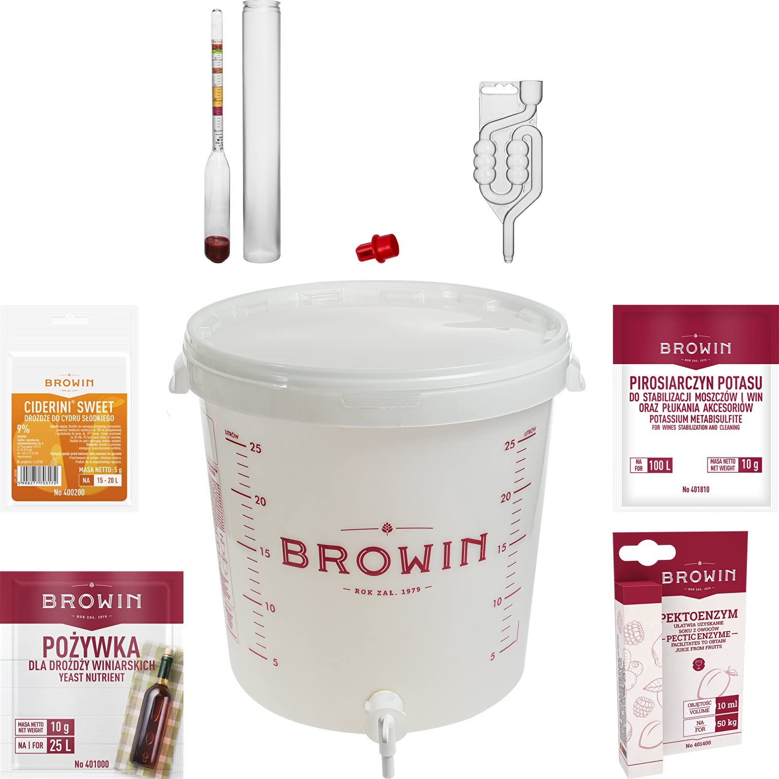 Browin Das Set für Zider 20L STARTERSET WEINSET ZIDER SELBERMACHEN APFELWEIN