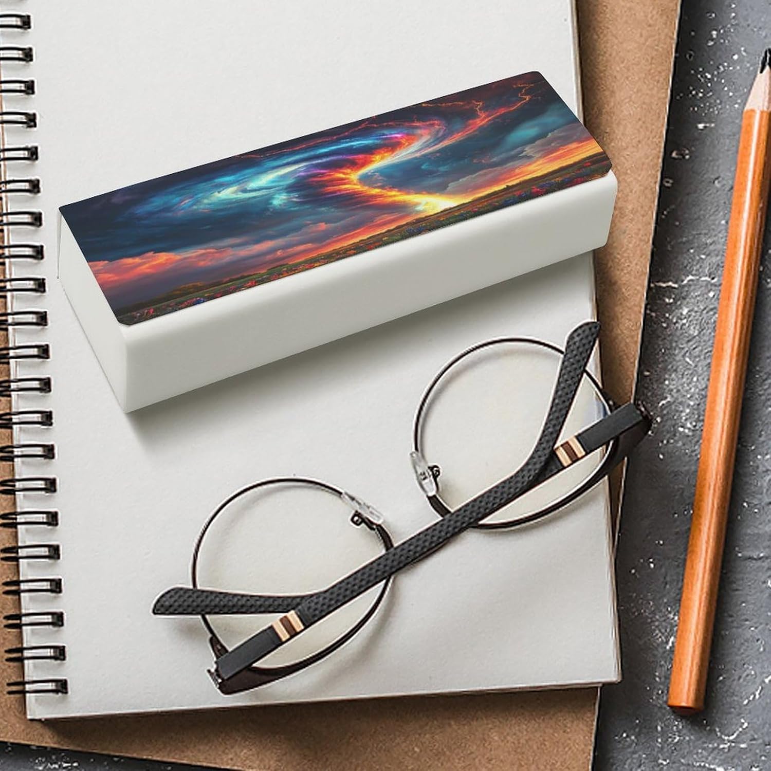 Tornado Colorful Hard Eyeglass Case Spectacles Holder Clamshell Box with Cleaning Cloth image 4