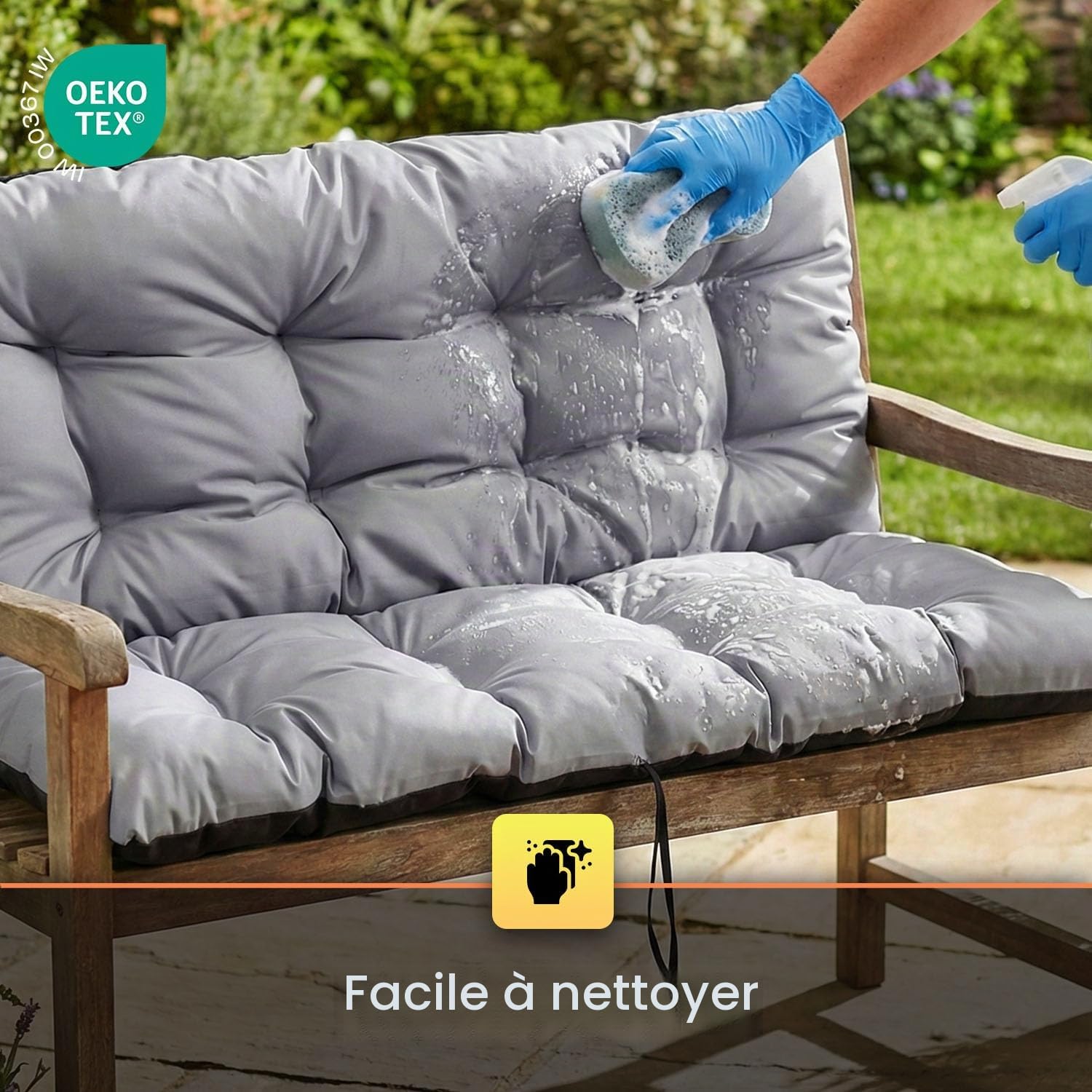 SuperKissen24. Coussin Dossier pour Banc de Jardin Canapé - 120x50 cm et Appui 120x60 cm + 2X 48x96 cm Coussin de Chaise Longue - Bain de Soleil - Intérieur/Extérieur - Imperméable - Exotic