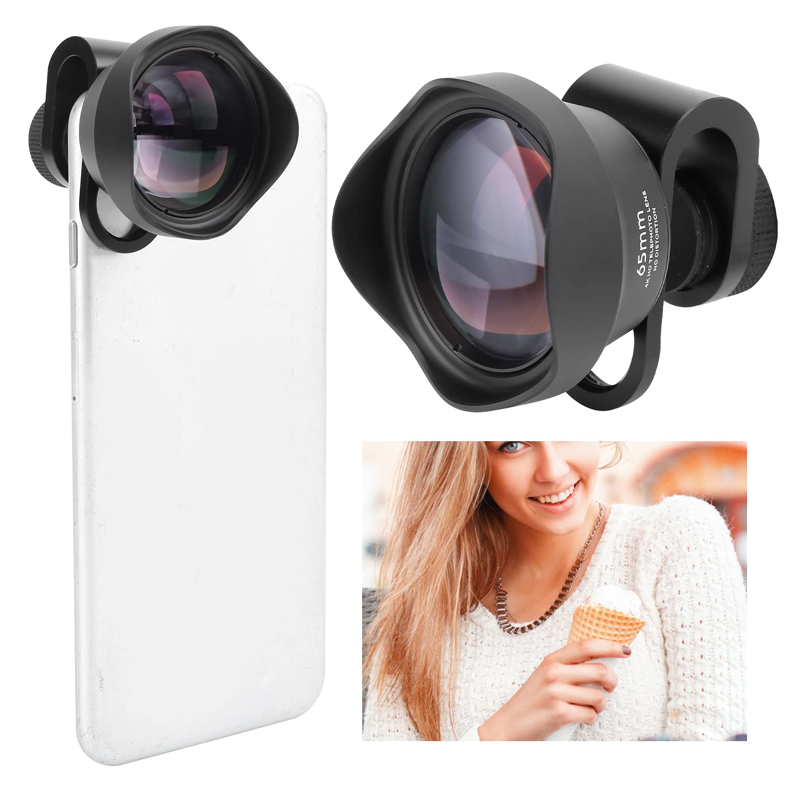 Shanrya Telefon zewnętrzny obiektyw portretowy, łatwy w obsłudze optyczny szklany obiektyw portretowy 2X do padów iOS do smartfonów