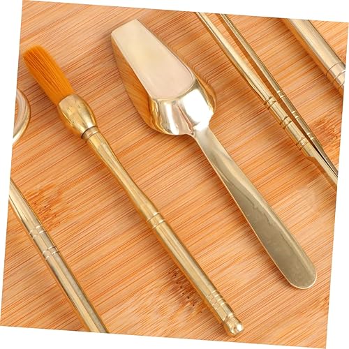Miniatura 9 de YARNOW 6 1 Gong Fu Herramientas de té Ceremonia Herramientas Matcha Cepillo Kit de herramientas de té Cilindro de cobre Juego de herramientas de té