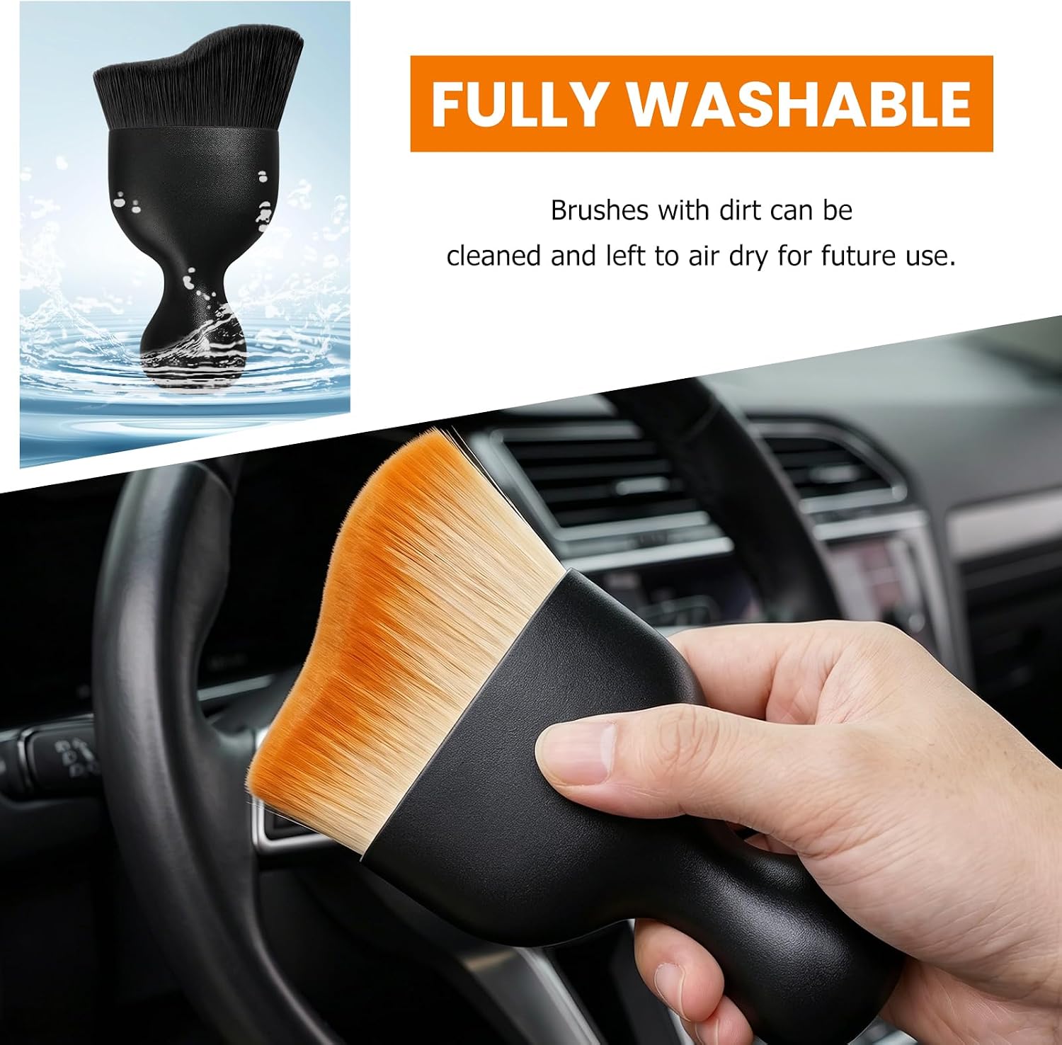 Car Detailing Brush, Scratch Free Soft Bristles Dust Brush Auto Interior Cleaning Tool, Multipurpose Dirt Clean Tool for Vehicle Air Vent Dashboard, Car Accessories (Black)