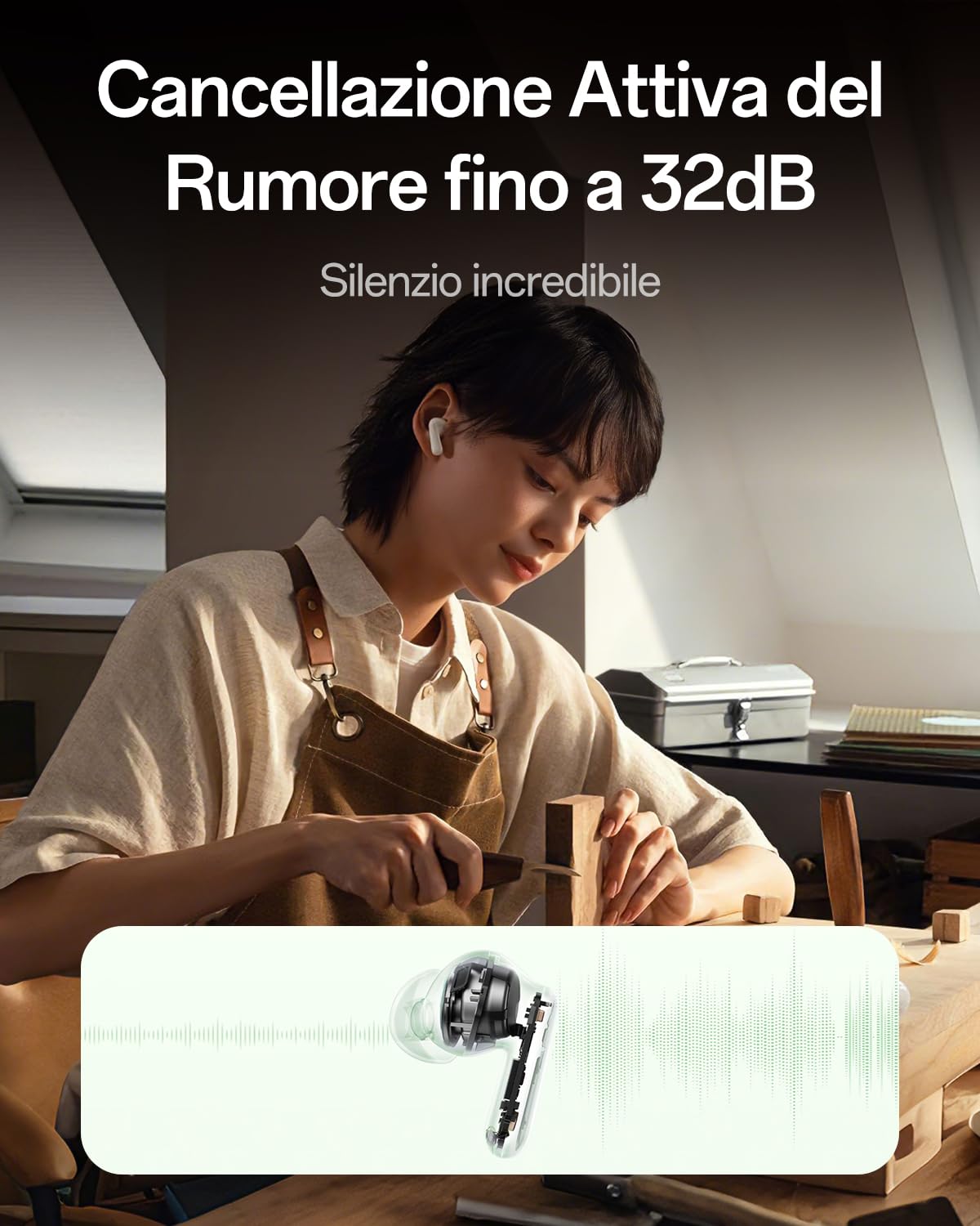OPPO Enco Air4 Auricolari Wireless, 32dB Active Noise Cancellation, Dual-Mic AI Clear Call, Deep Bass, Fresh Mint