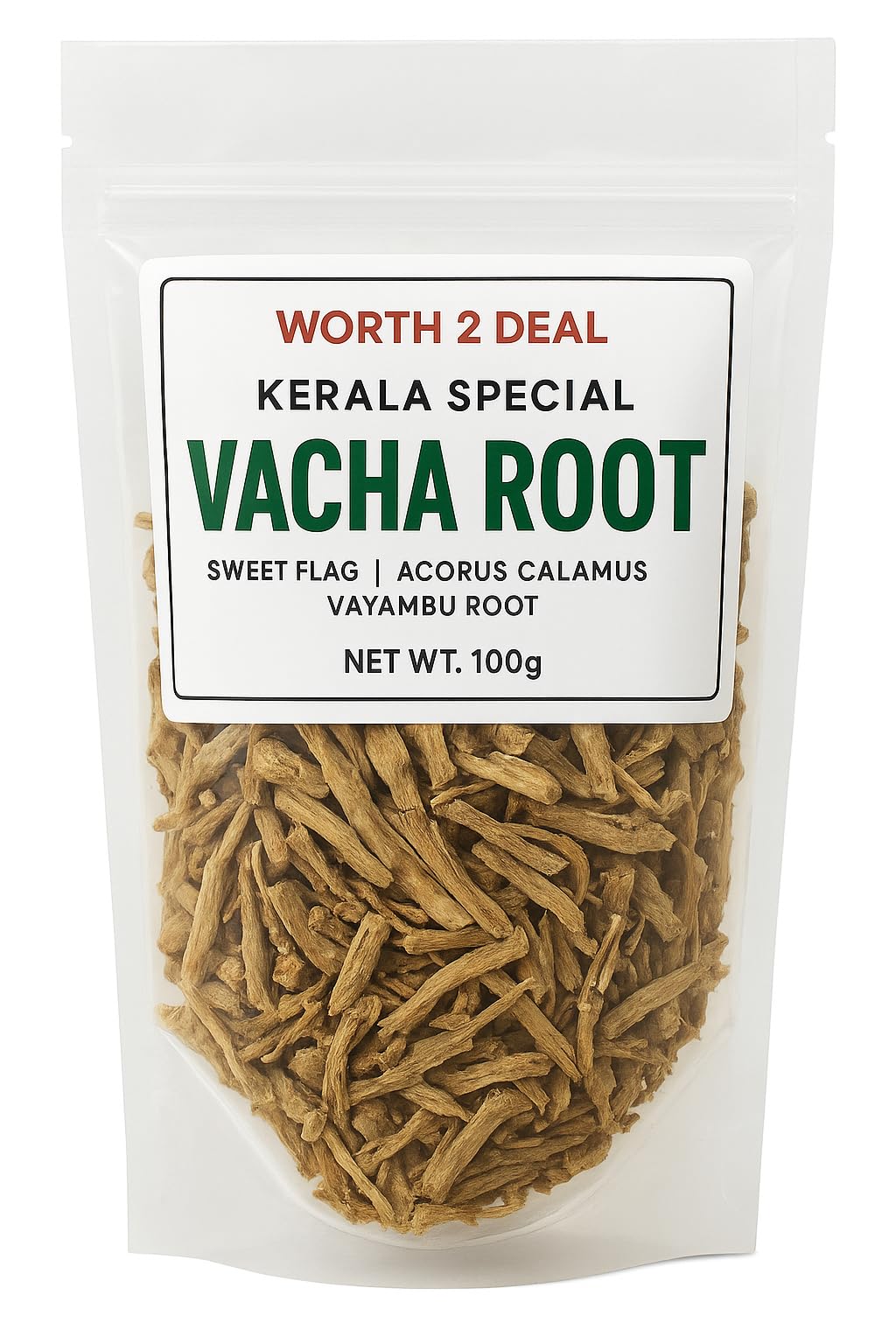 WORTH 2 DEAL Kerala Special Vacha Root | Sweet Flag | Acorus Calamus | Vayambu Root – 100g – Natural Dried - Image 2 thumbnail