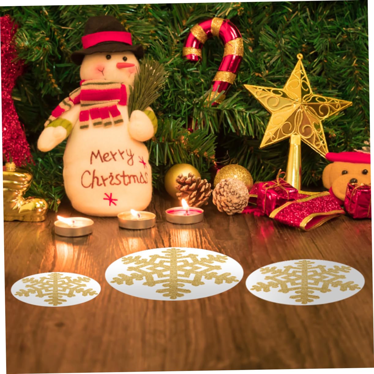 Alipis 36stücke Teiliges Weihnachts-schneeflocken Wandaufkleber Kreative Pvc Selbstklebende Dekoration Für Wände Und Böden Abnehmbare Goldene Schneeflocken Für Festliche Anlässe