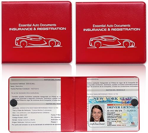Vista 47 de Ziciner Soporte para seguro de registro de automóvil, paquete de 2 organizadores esenciales para documentos de tarjetas de automóvil con cierre