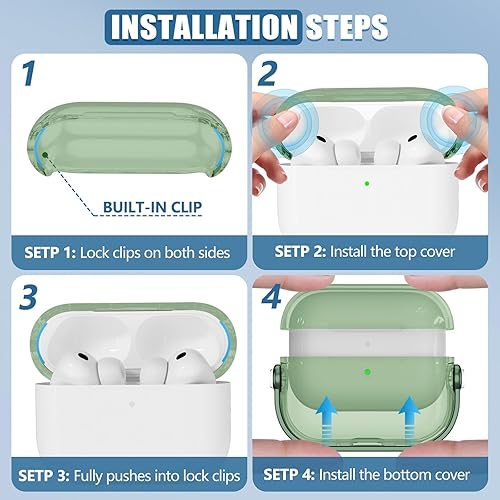 Miniatura 5 de Funda para Airpods Pro 3, fundas de bloqueo de seguridad para Apple Airpod Pro 3 (2025) con soporte para teléfono y kit de limpieza, protección