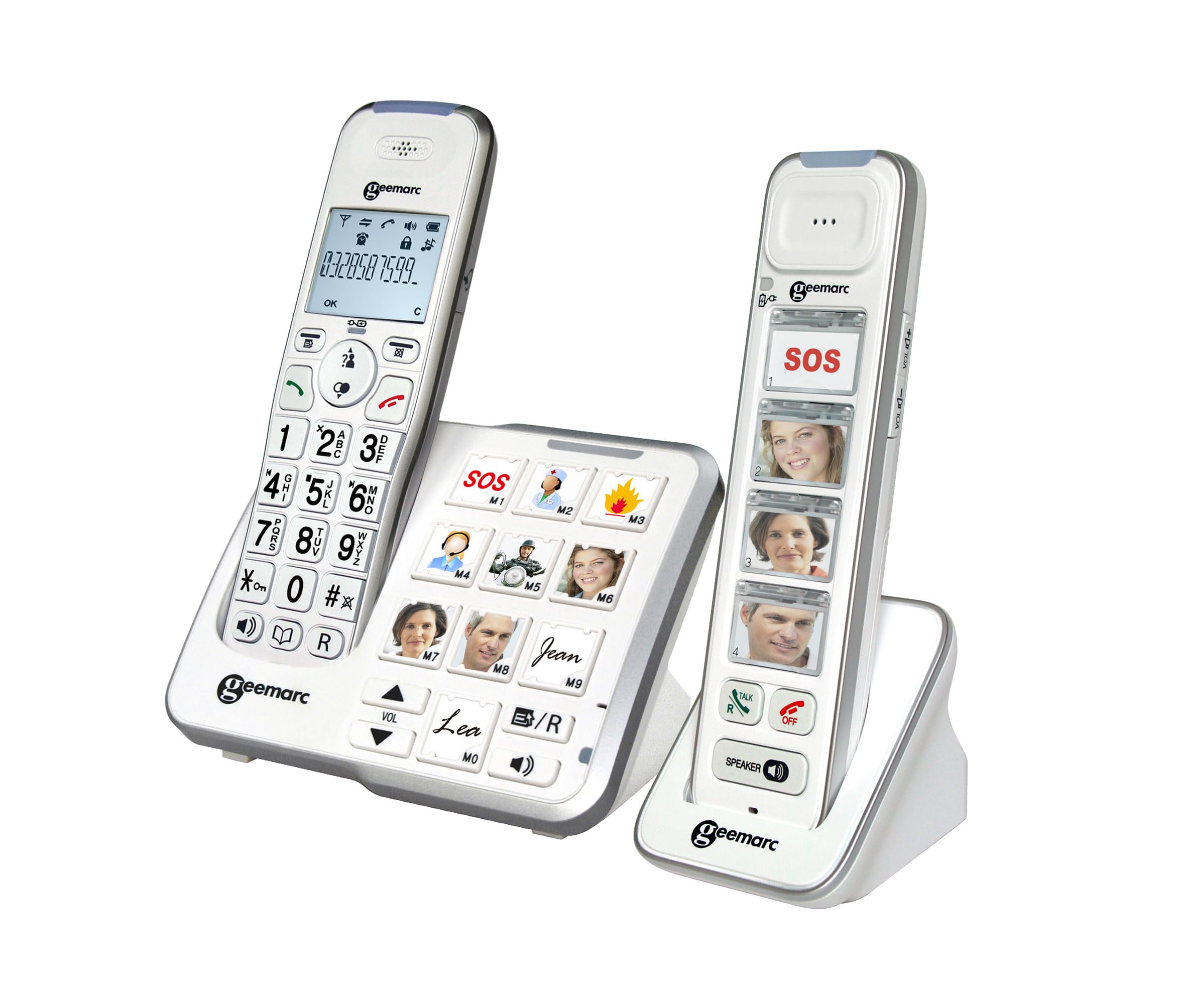 Geemarc Pack Mobility Photo 295 – Verstärktes Festnetztelefon und zusätzlicher Mobilteil mit großen Fototasten für ältere Menschen – Niedriger oder mittlerer Hörverlust