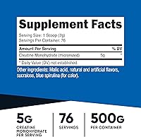 Vista 2 de Nutricost - Polvo de Monohidrato de Creatina (sabor Frambuesa Azul), 500 Gramos (1.1 LBS)