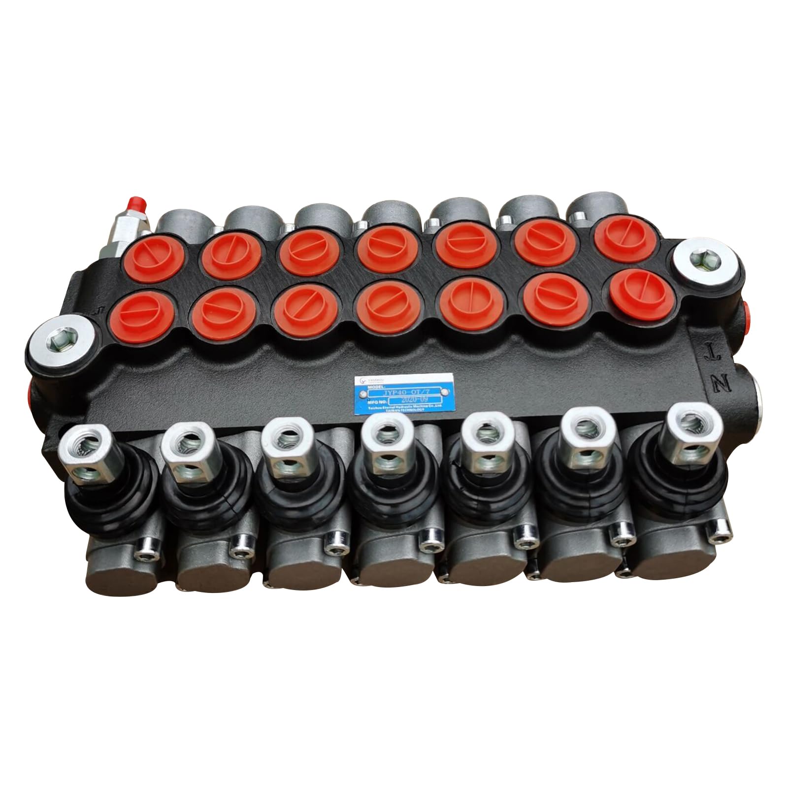 Valvola di controllo manuale idraulica, 7 volti, 60 l/min 13GPM + leva 7 spool P40, valvola di controllo direzionale adatta per piccoli trattori, trattori, spaccalegna e altri dispositivi mobili