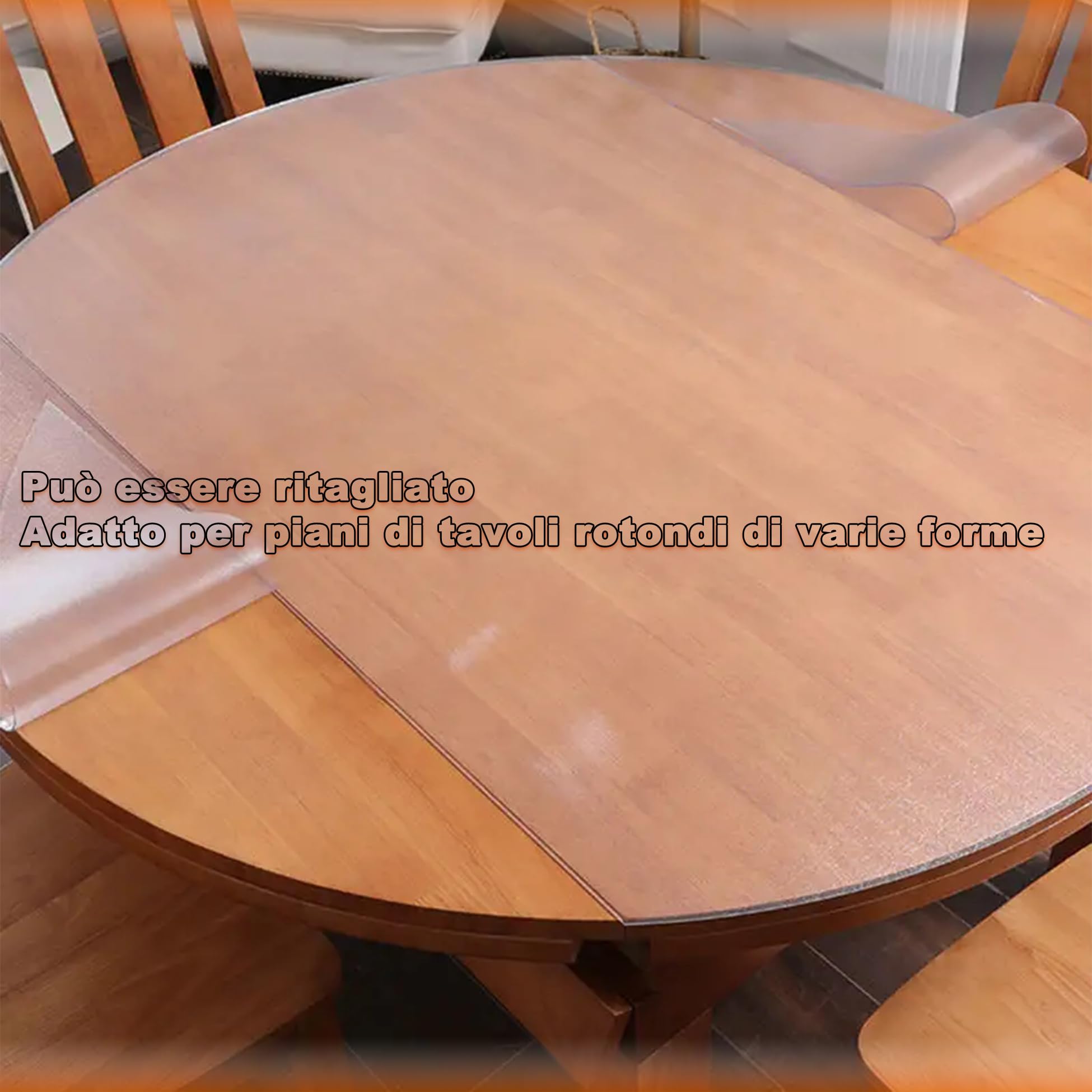 Tovaglia Tavolo Opaca Rotonda 99cm - Trasparente 2mm Copri Scrivania - Facile da Pulire e Pulire - Telo Pvc Trasparente per Scrivania/Tavolo da Pranzo