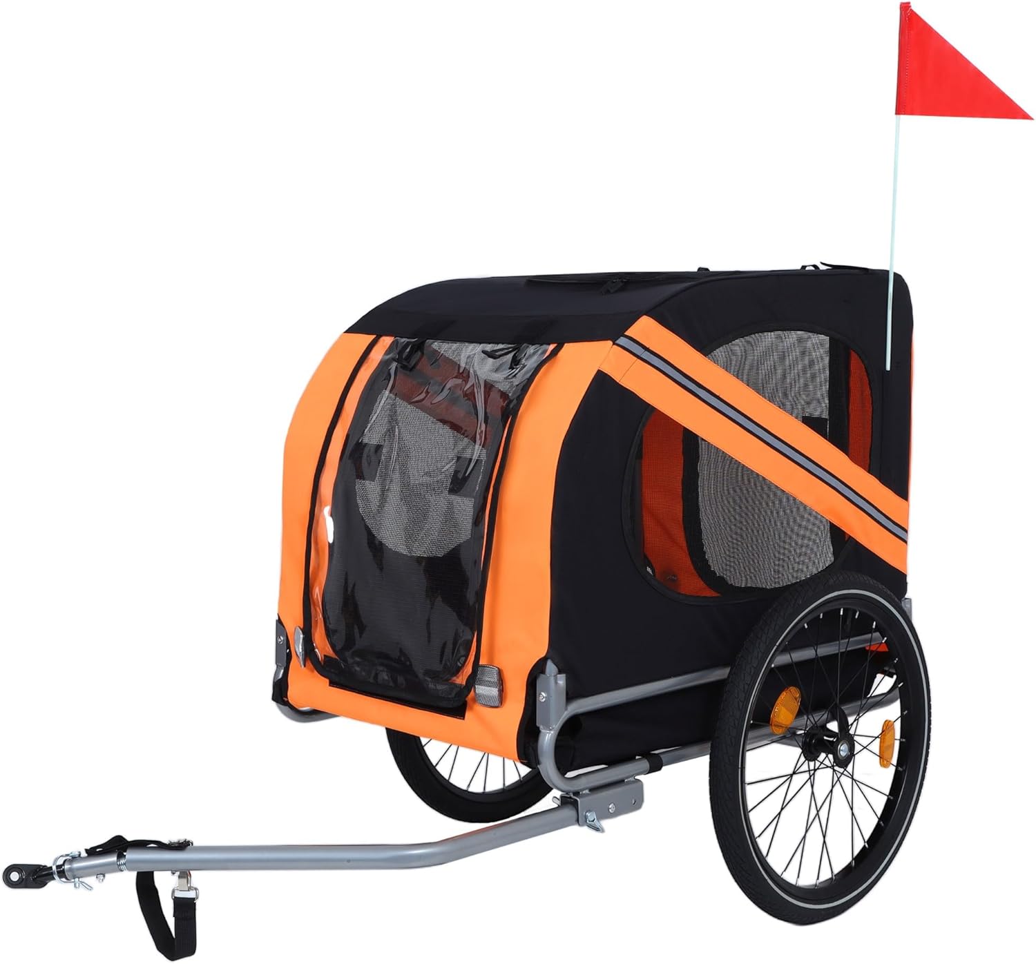 Dog Bike Trailer, Supports up to 66 lbs, Pet Cart Bicycle Carrier for Dogs All-Terrain, Easy Folding Frame with Quick Release Wheels,Removable Hitch and Internal Leash