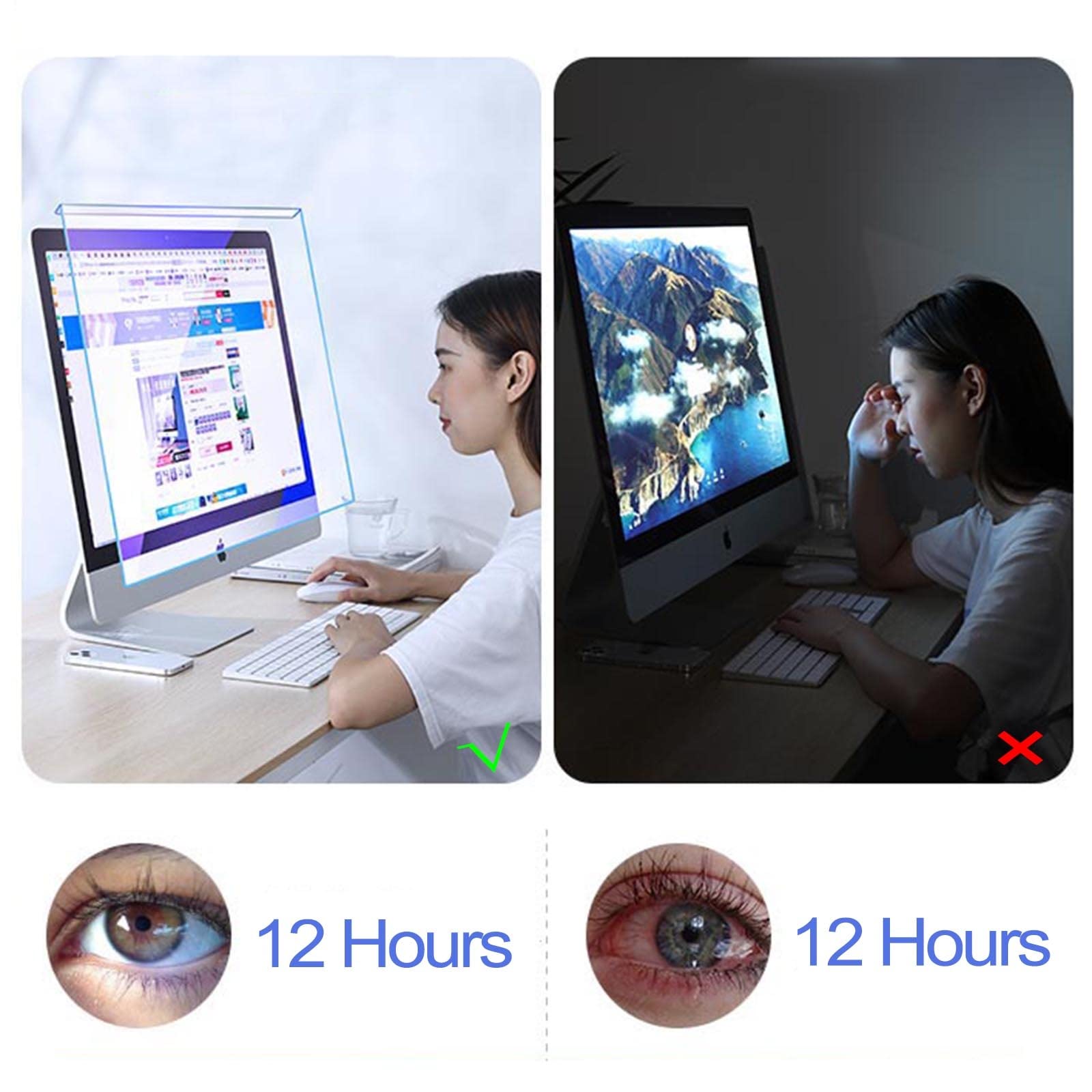 LIGUOYI Colgando Filtro De Privacidad, Protector De Pantalla para Monitor Ancha De Ordenador, Filtro De Pantalla con Antimicrobiano, Antirreflectante UV Y Antis Luz Azul, Antis-arañazos