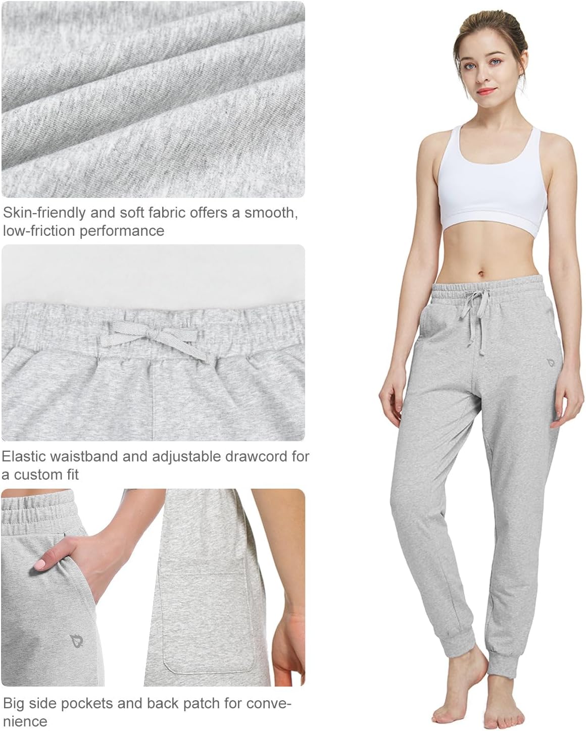 baleaf Womens Sweatpants Cotton Joggers with Pockets Lounge Sweat Pants Tapered Casual Running Workout Yoga - Image 5