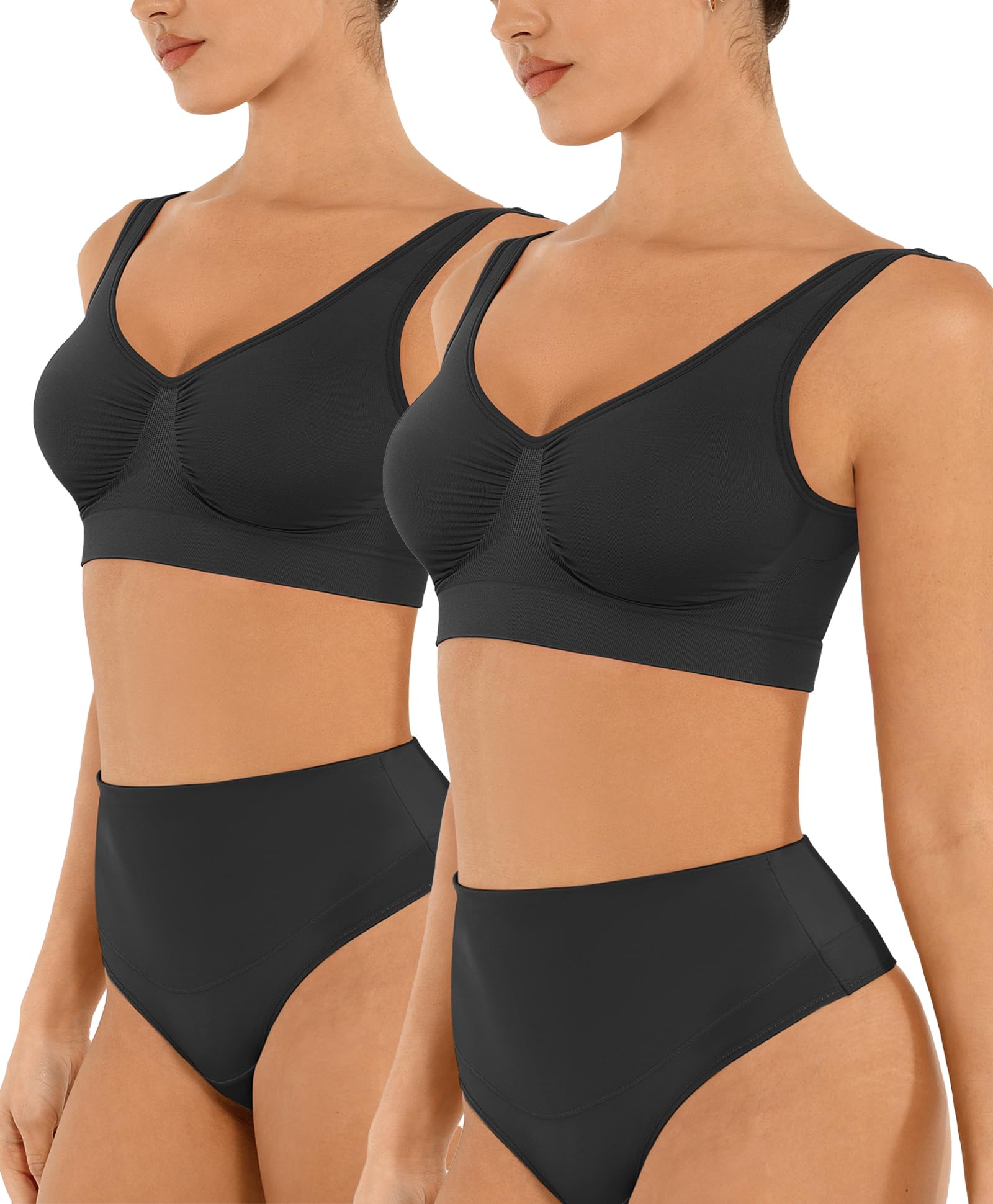 FeelinGirl Seamless Everyday Bras for Women No Underwire with Wide Straps | Full Coverage, Comfy Sleep Bra, Smooth, Wide Back Bralettes, Wireless, Buttery Soft Tshirt Bra, Unlined, No Show
