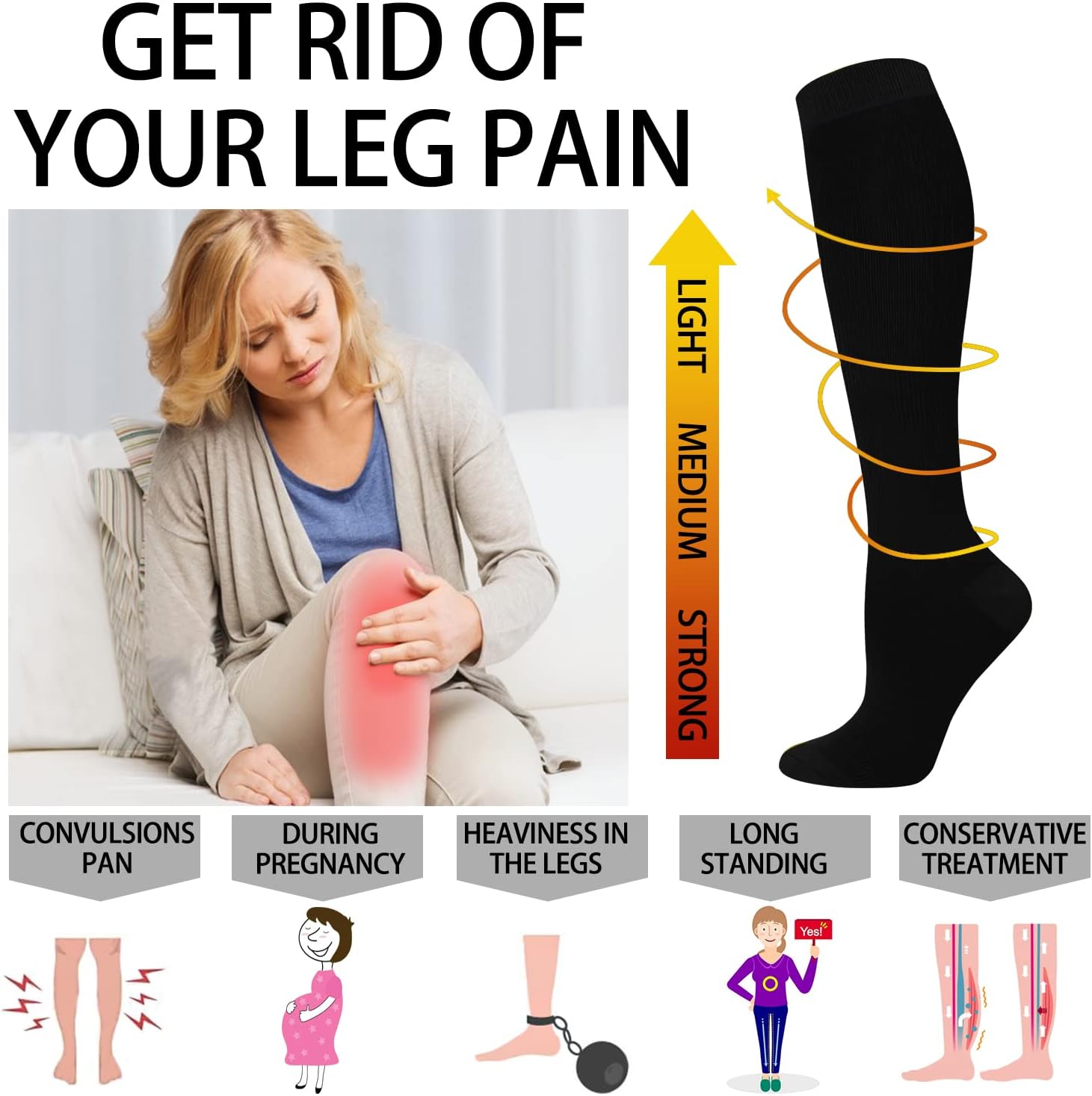 Compression Socks for Women Men Circulation 20-30 mmhg Knee High Sock Best for Medical,Running,Nurses,Travel,Athletic