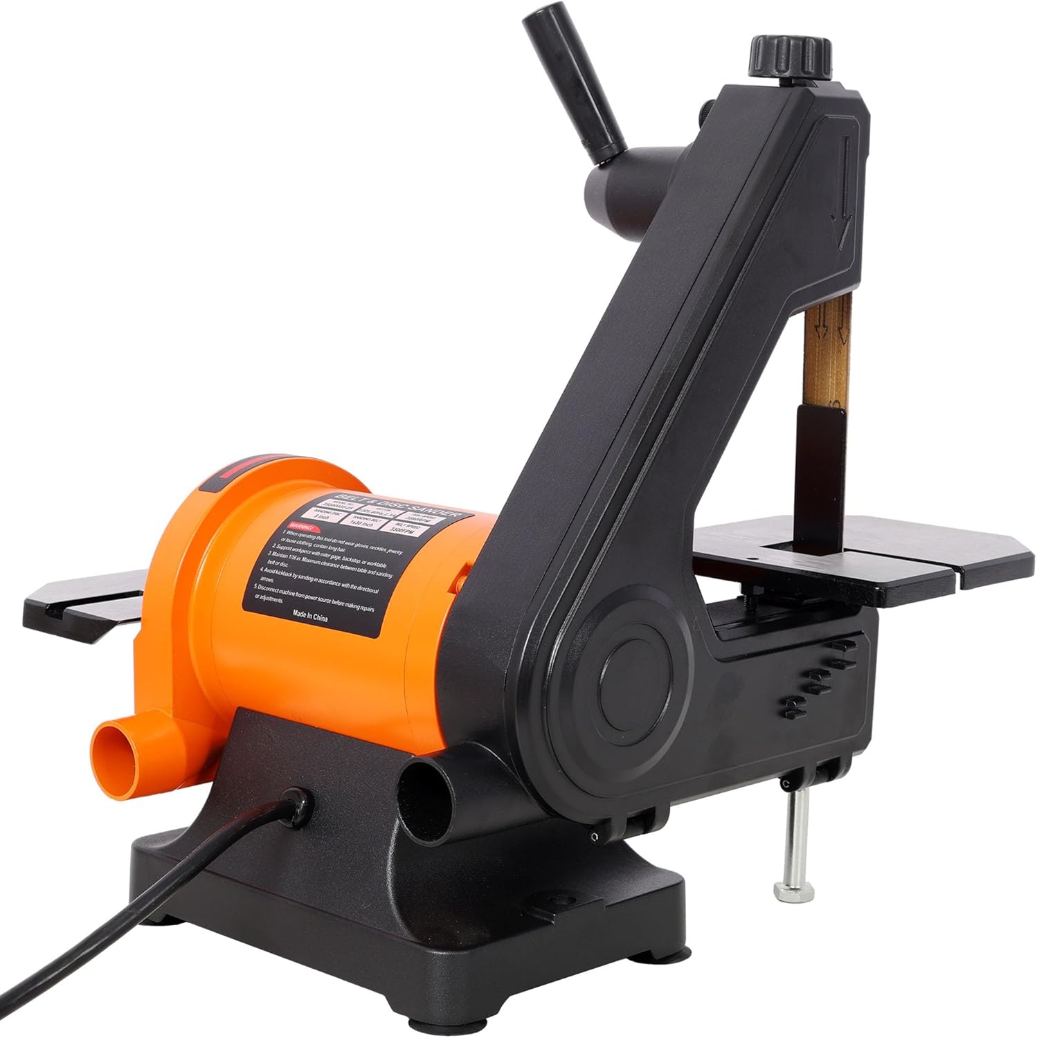 1x30 Inch Belt Sander, Bench Sander with 5 Inch Disc, Benchtop Tool for Woodworking, Adjustable 0 to 45 Degree Table, Dual Dust Ports, Quick Belt Change, Small Workshop Fit
