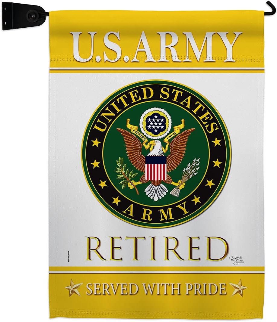 US Army Retired Garden Flag Set Mailbox Hanger Armed Forces Rangers United State American Military Veteran Retire Official Small Decorative Gift Yard House Banner Double-Sided Made In USA 13 X 18.5