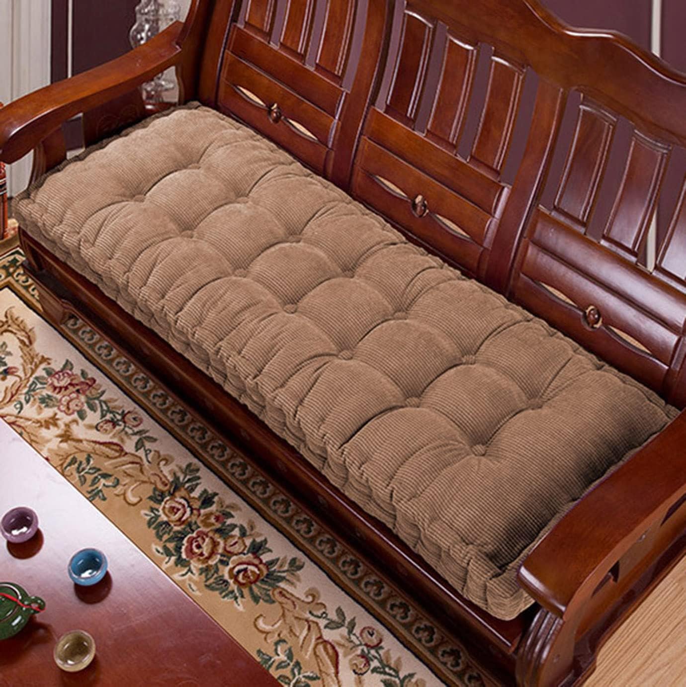 EN AyuL 8cm Thick Bench Cushion Pad 2/3 Seater,Rectangle Cotton Garden