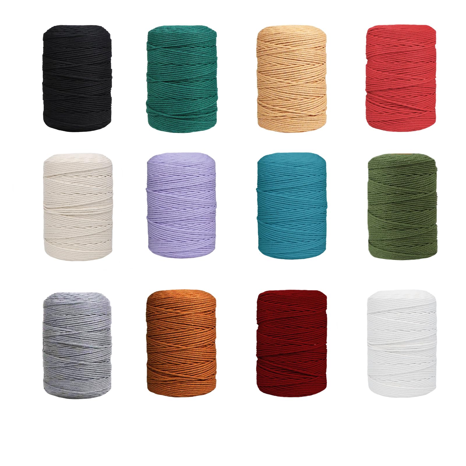 DXRPO Makramee Garn 3mm Baumwollgarn Baumwollkordel Baumwollseil Baumwollschnur Macrame Garn für DIY Handwerk Pflanze Aufhänger Boho Deko