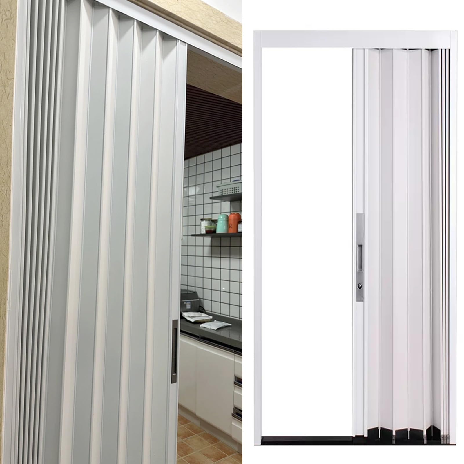 Schiebetür Falttür falttüren innentüren Weiße Falttüren Für Den Innenbereich 240 200 180 160 CM, Abschließbare Schiebetür Für Schrank/ Schlafzimmer/ Badezimmer/ Küche, Aluminium Falttür Außenbereich(W