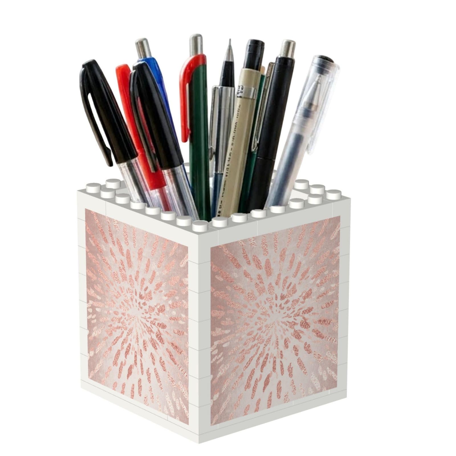 Poadnly Pink Rose Gold Blush Gold Strokes Stripes Shine, Pen Pot Pencil Holder for Office Home School, Compact Desk Organiser for Office Stationery