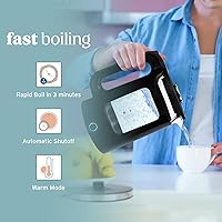 Vista 2 de NELO Electric Kettle with Keep Warm Function, Sleek Glass Window Double Wall Design, LED Indicator Lights, Black Tea Kettle & Hot Water Boiler with