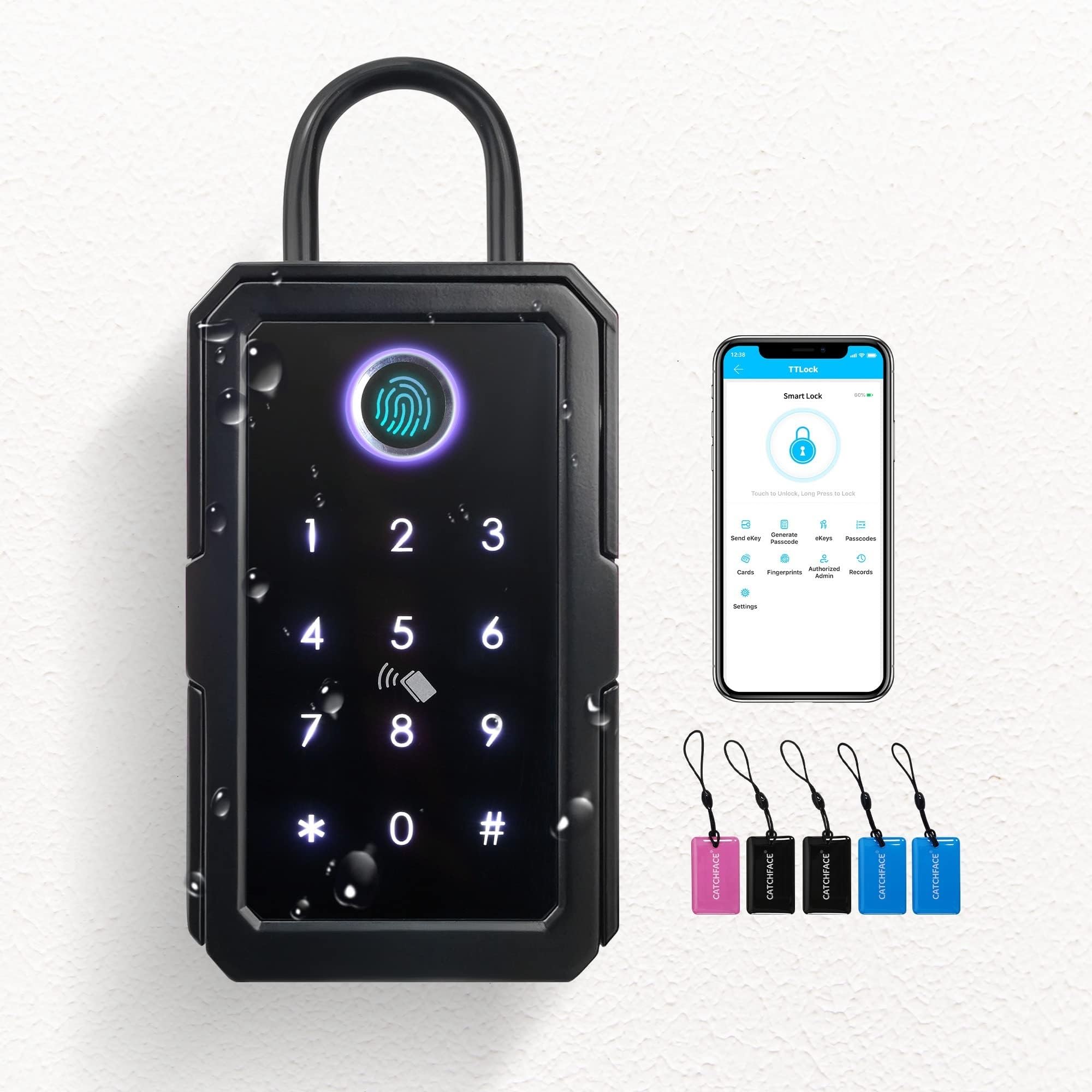 Cassaforte, Cassaforte impermeabile for esterni con serratura intelligente for password, antifurto, Tuya o TTLock APP, portachiavi(TUYA Version)