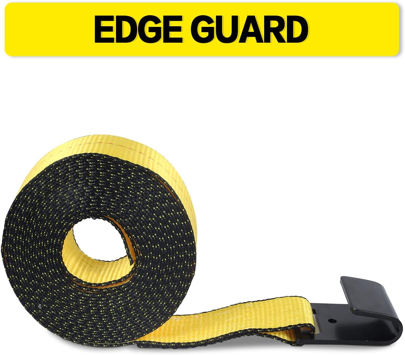 Flat Hook Ratchet Straps-Tie Down Straps Heavy Duty-2 Inch x 27 Feet-Weather Resistant Strap -3,333 Pound Working Load Limit-for Flatbed, Truck, Trailers Pickup(4 Pack) Yellow - Image 4