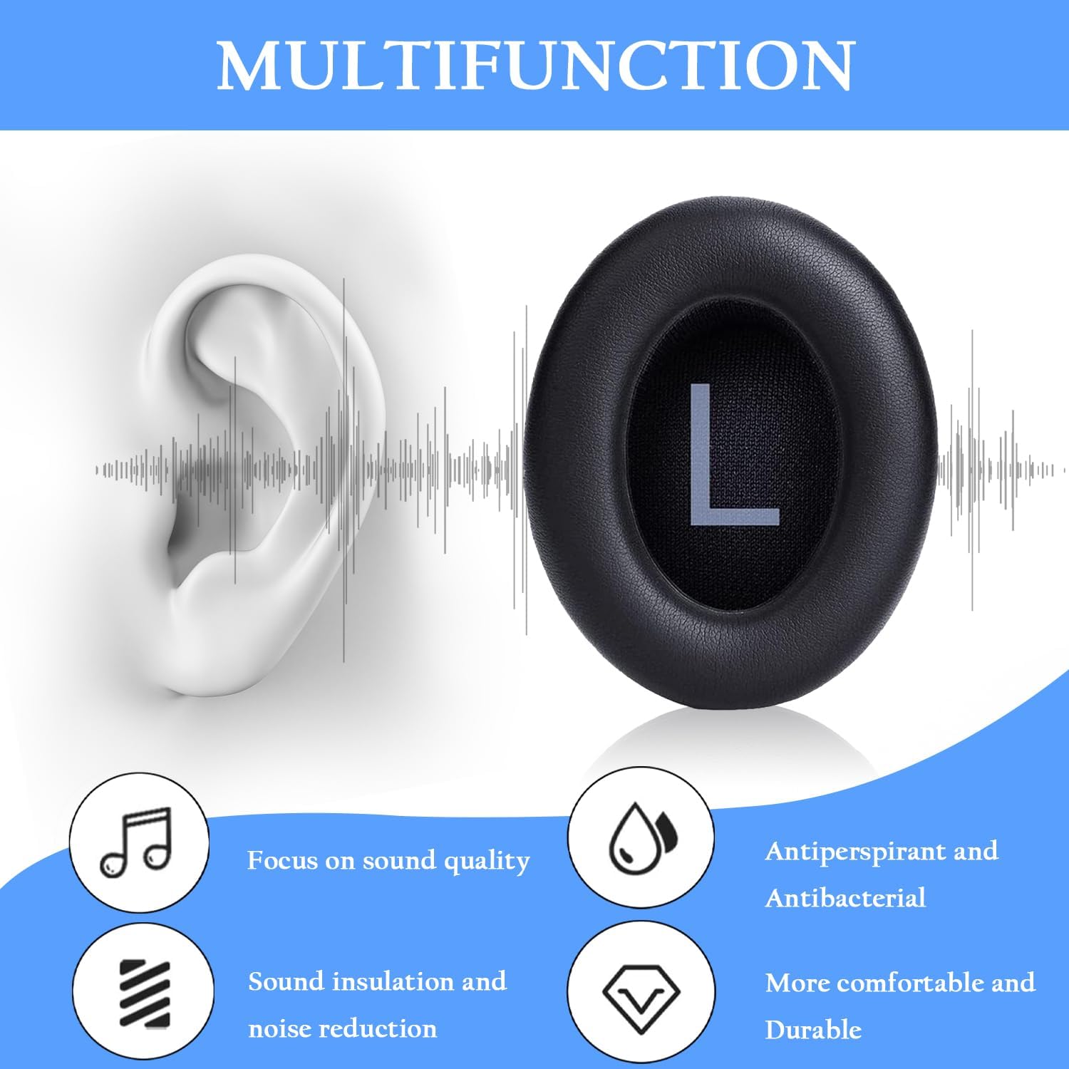 Adhiper Replacement Ear Pads for Bose 700/NC700 Wireless Headphones,NC700 Protein Leather Ear Cushions,Headphone Earpads with Memory Foam (Black
