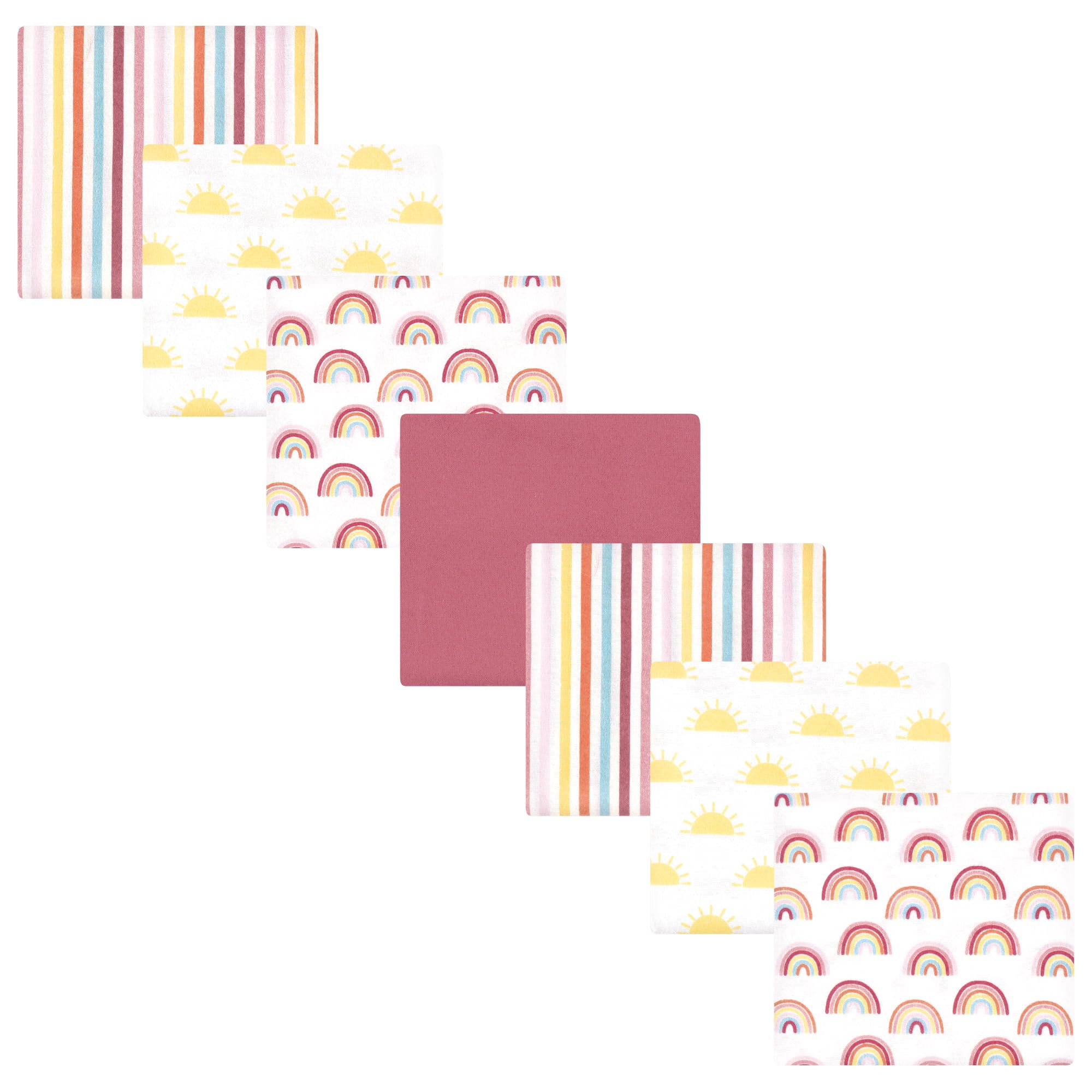 Hudson Baby Unisex Baby Cotton Poly Flannel Receiving Blankets Bundle, Sunshine and Rainbows, One Size