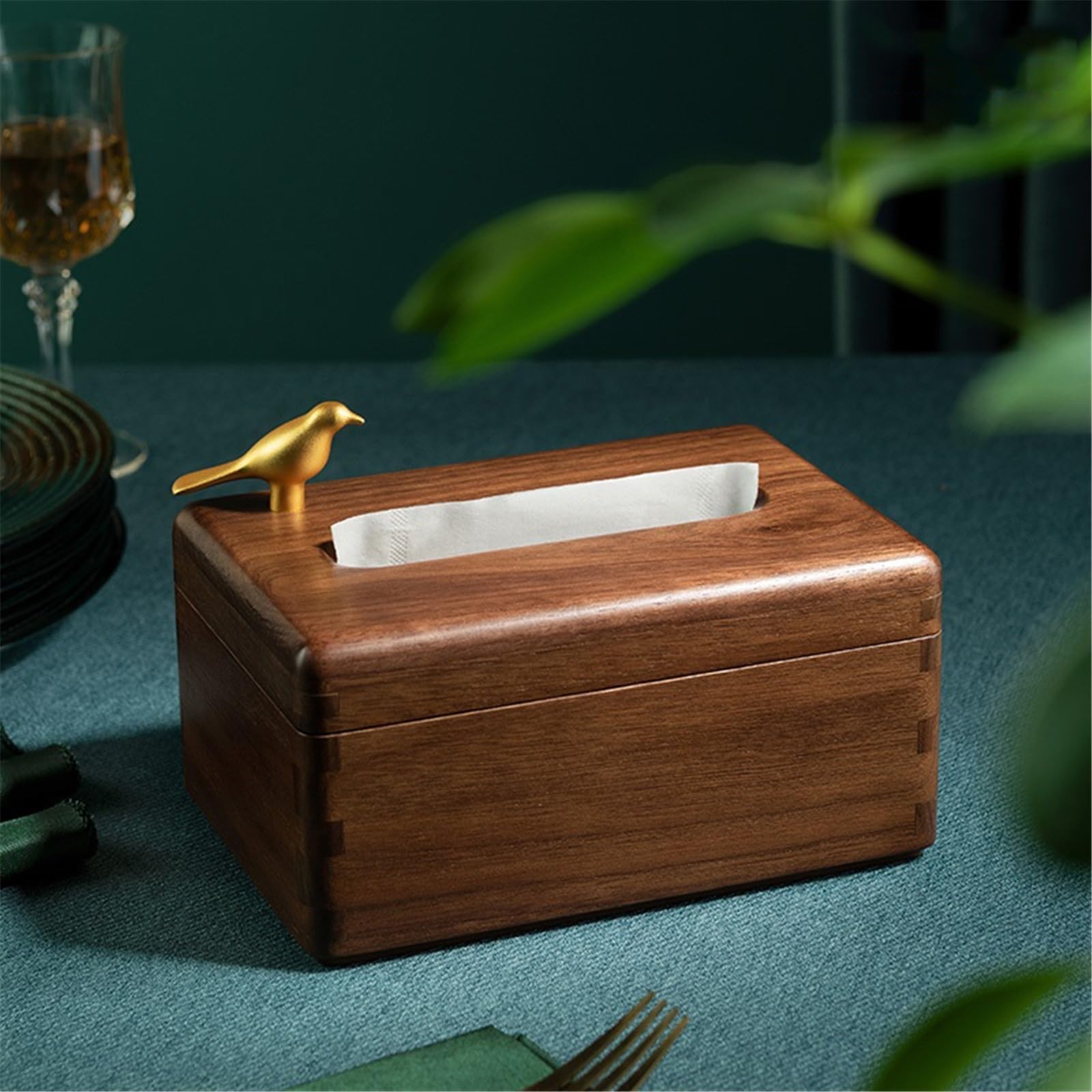 Soporte para Caja de pañuelos Dispensador de servilletas faciales Escritorio con Cubierta Creativa Madera Nogal for Caja pañuelos, Sala Estar y hogar*