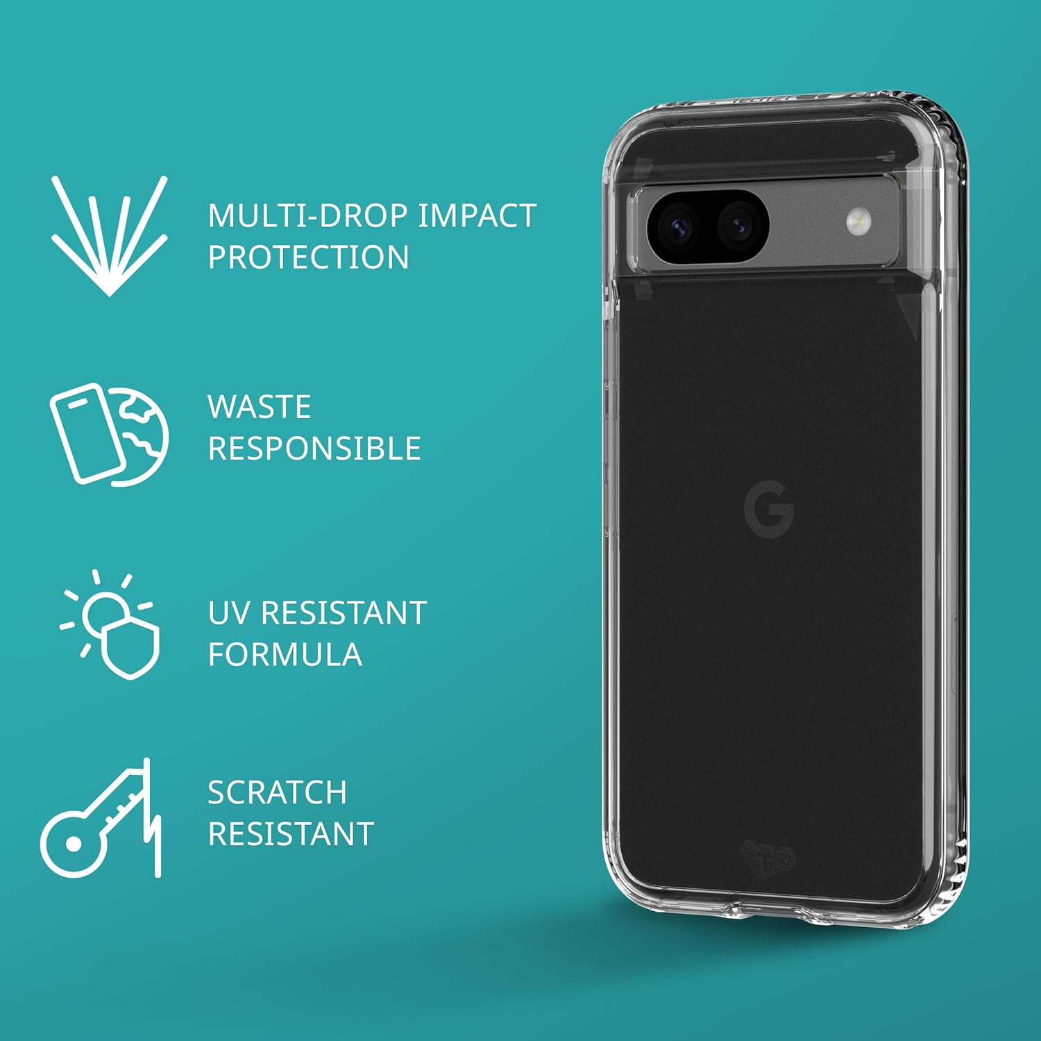 Tech21 EvoClear Case for Google Pixel 8a - Protective Transparent Phone Case - Clear