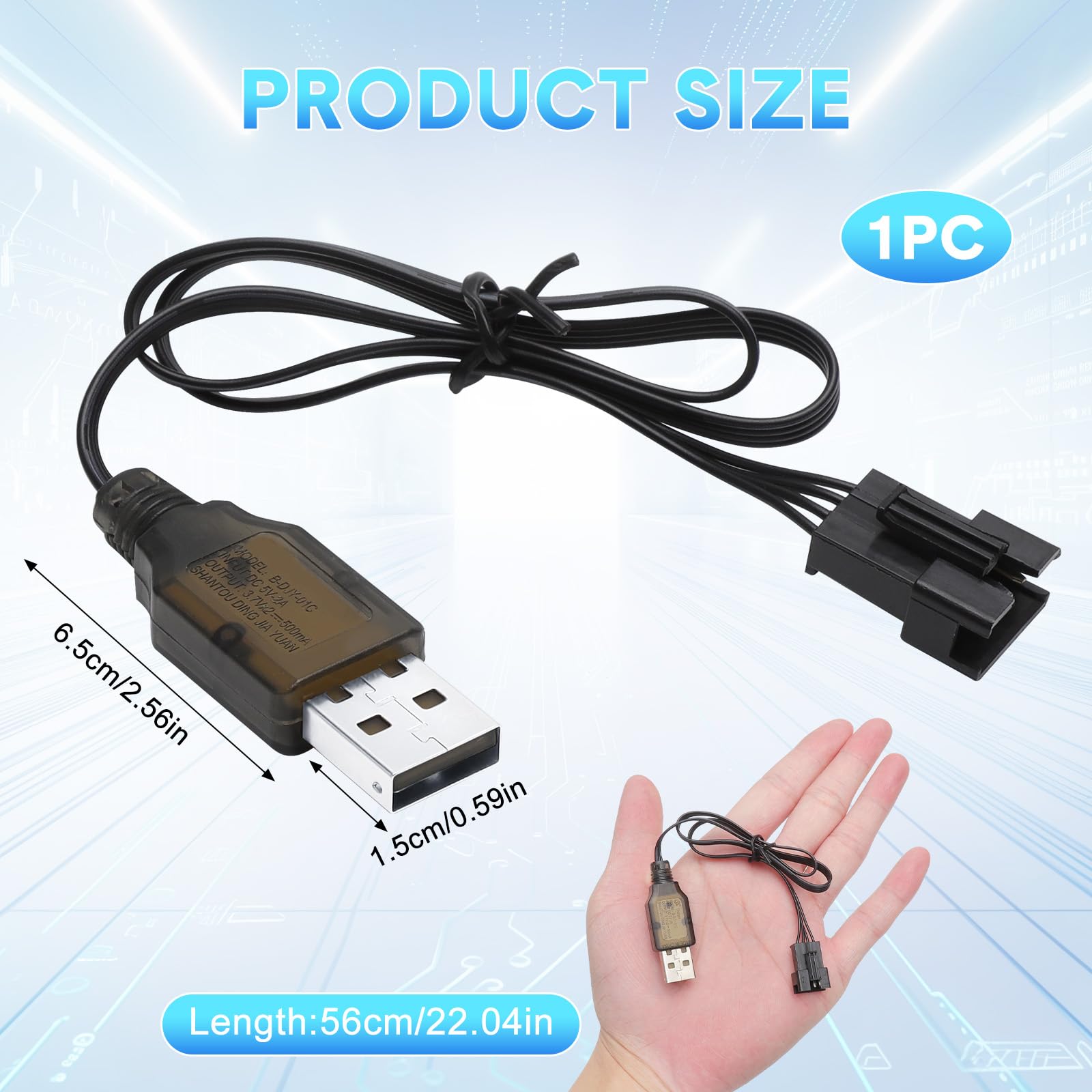 Cavo Di Ricarica USB 7.4V Con Connettore SM-3P Per Batterie LiPo – Per Auto RC, Droni, Barche E Giocattoli Telecomandati - 2