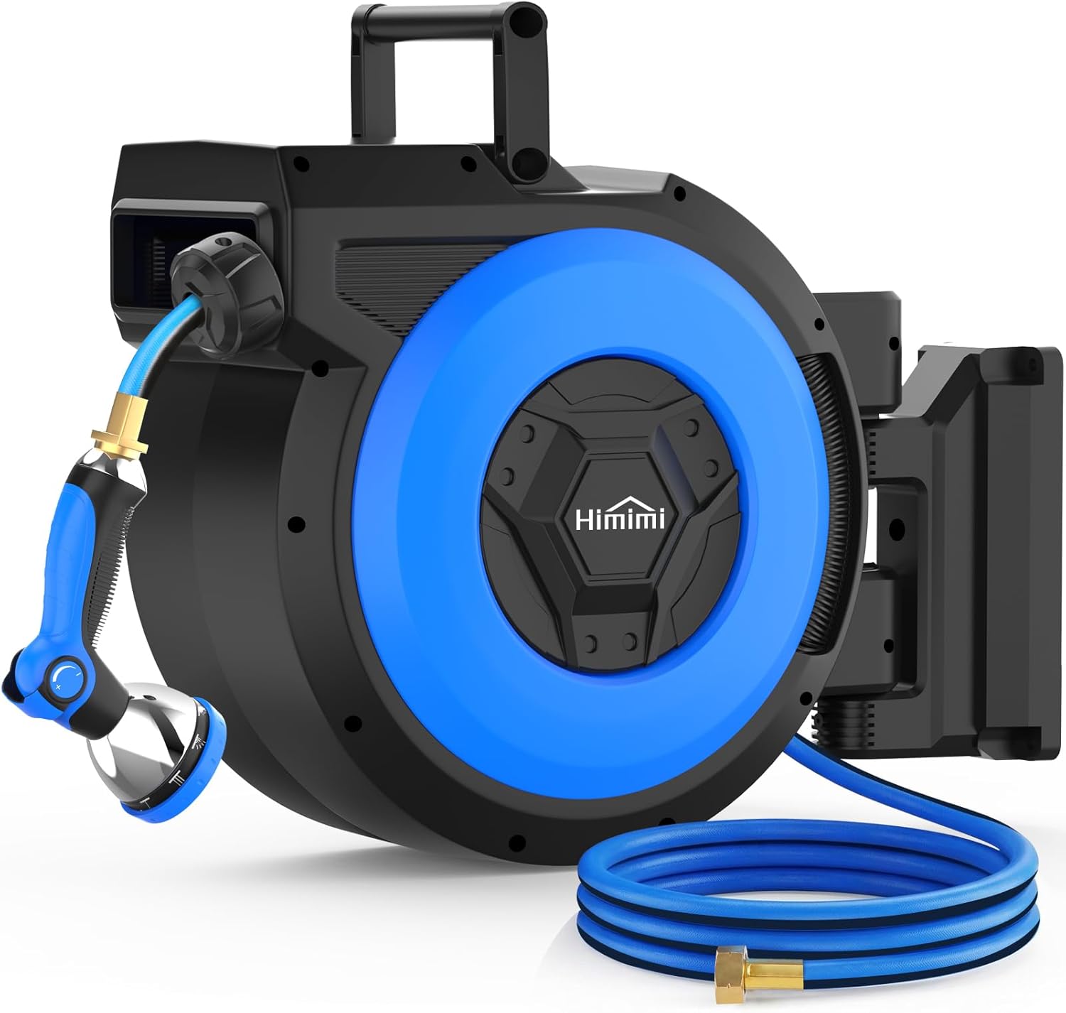Retractable Garden Hose Reel, 1/2" x 131FT Heavy Duty Automatic Retractable Hose Reel Wall Mount, with 10- Function Sprayer Nozzle, Any Length Lock/Auto Rewind/180°Swivel