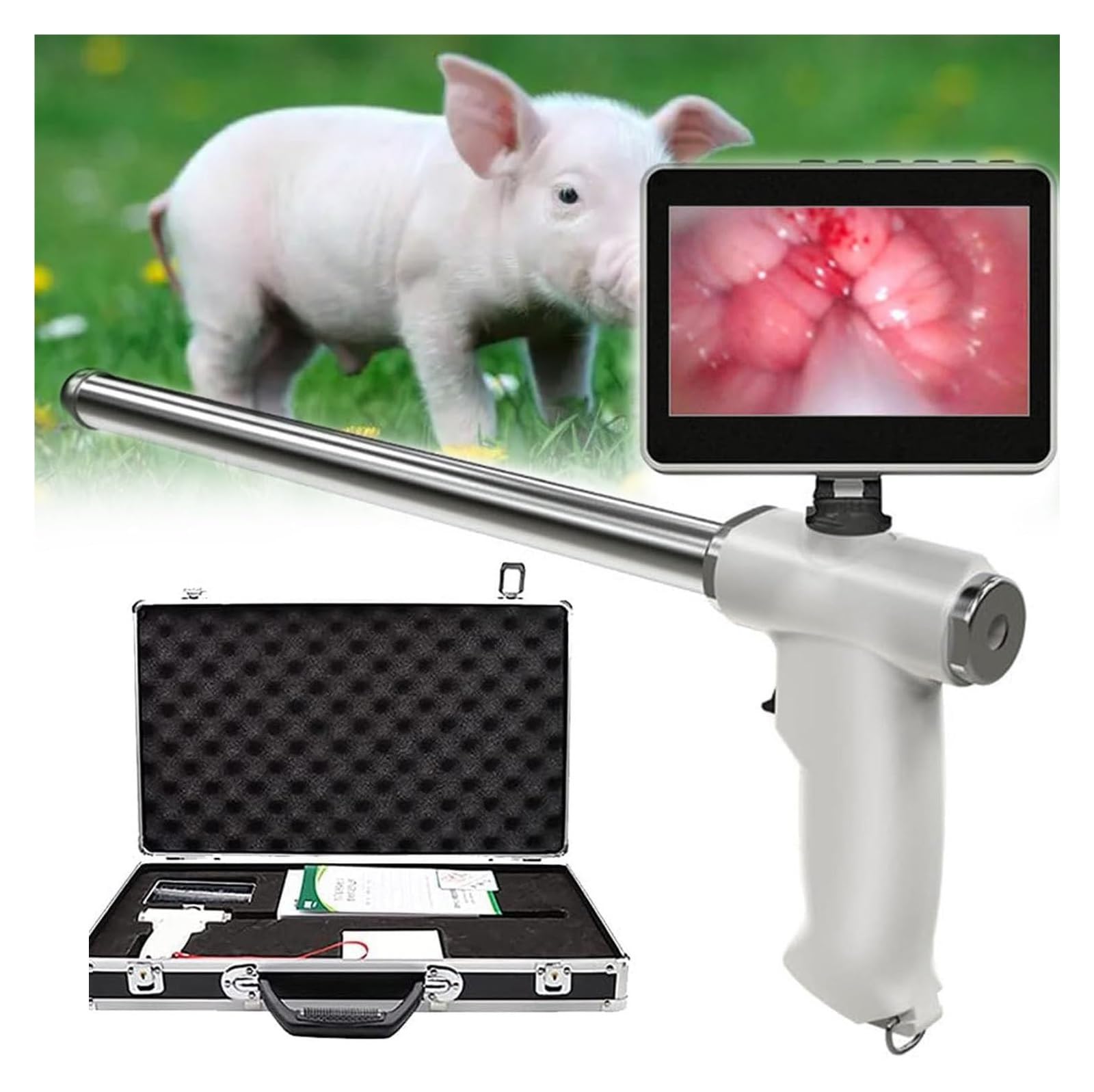 Lbxlhr Portable Professional Digital Ai Visual Gun Endoscope Artificial Insemination Gun for Dog,Pig,Sheep with Camera and Heating Function