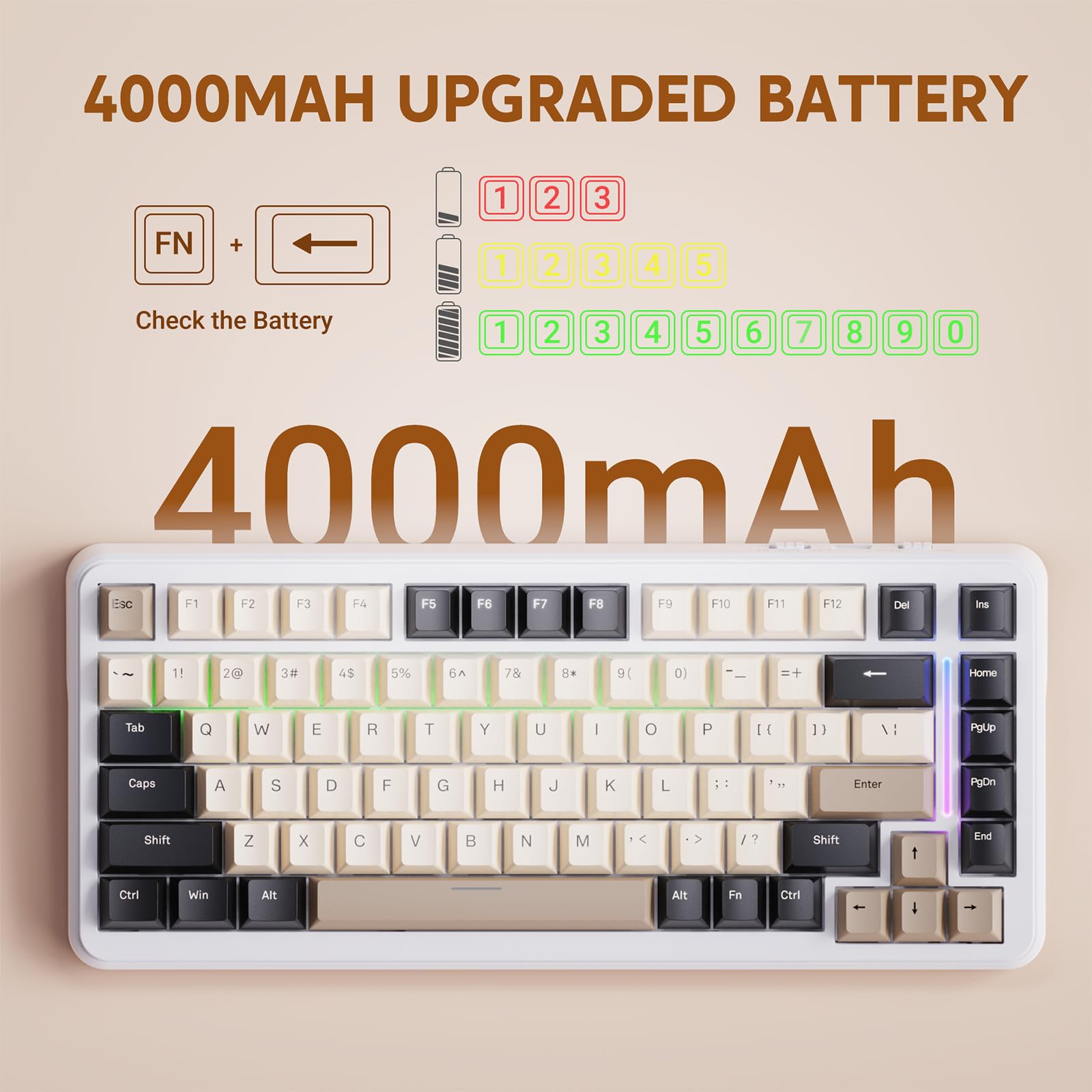 ATTACK SHARK M86 Klawiatura Mechaniczna Gasket, 75% Tri-Mode (BT/2.4G/USB-C) Bezprzewodowa Klawiatura Do Gier RGB, Klawiatura z Możliwością Wymiany Na Gorąco, Przełączniki Liniowe, 4000mah-Biały Ser