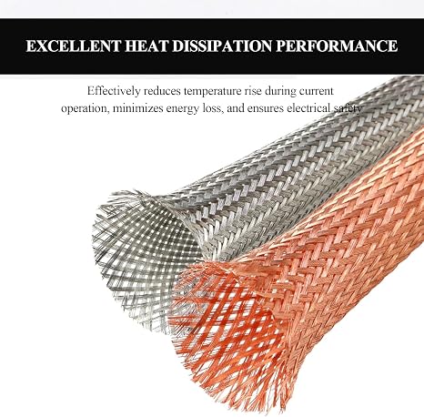 1 Meter Flat Copper Braided Grounding Strap, Width 5-100mm Flexible Earth Braid Ground Cable for Industrial Machinery & Metal Equipment Bonding(Width 28mm)