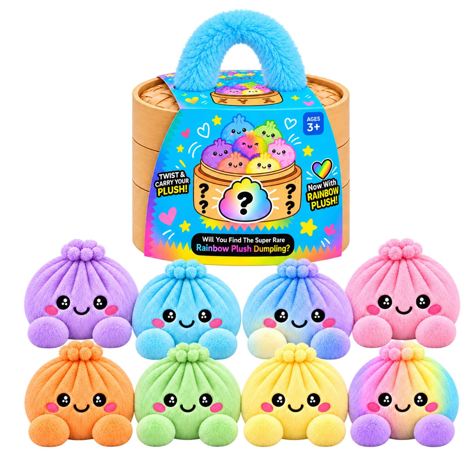 Plush Dumpling Mystery Squishy Bao Bun with Steamer Blind，Random