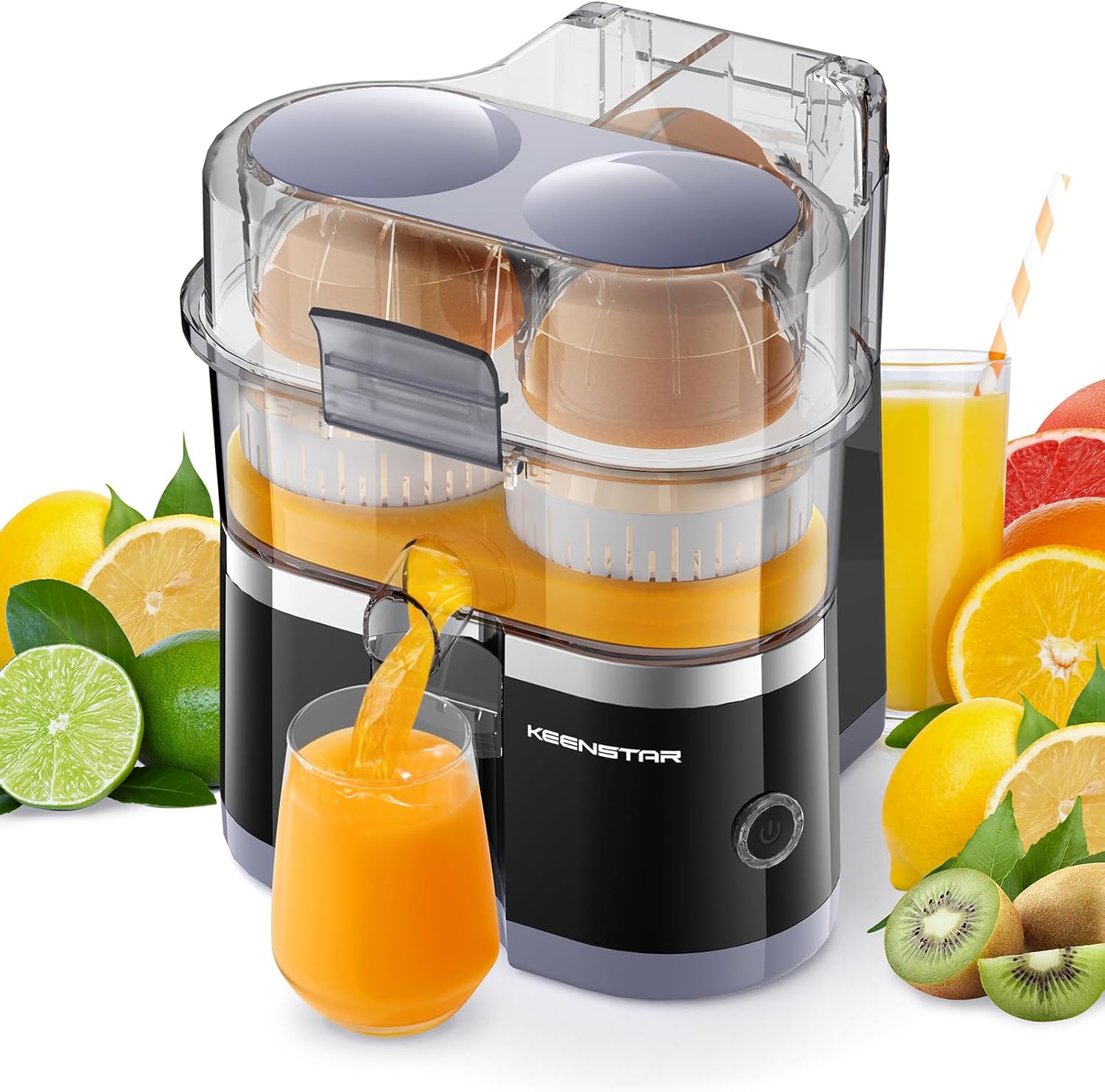 Electric Citrus Juicers Dual Juicing Cones, One Touch Operation, for Orange, Lemon