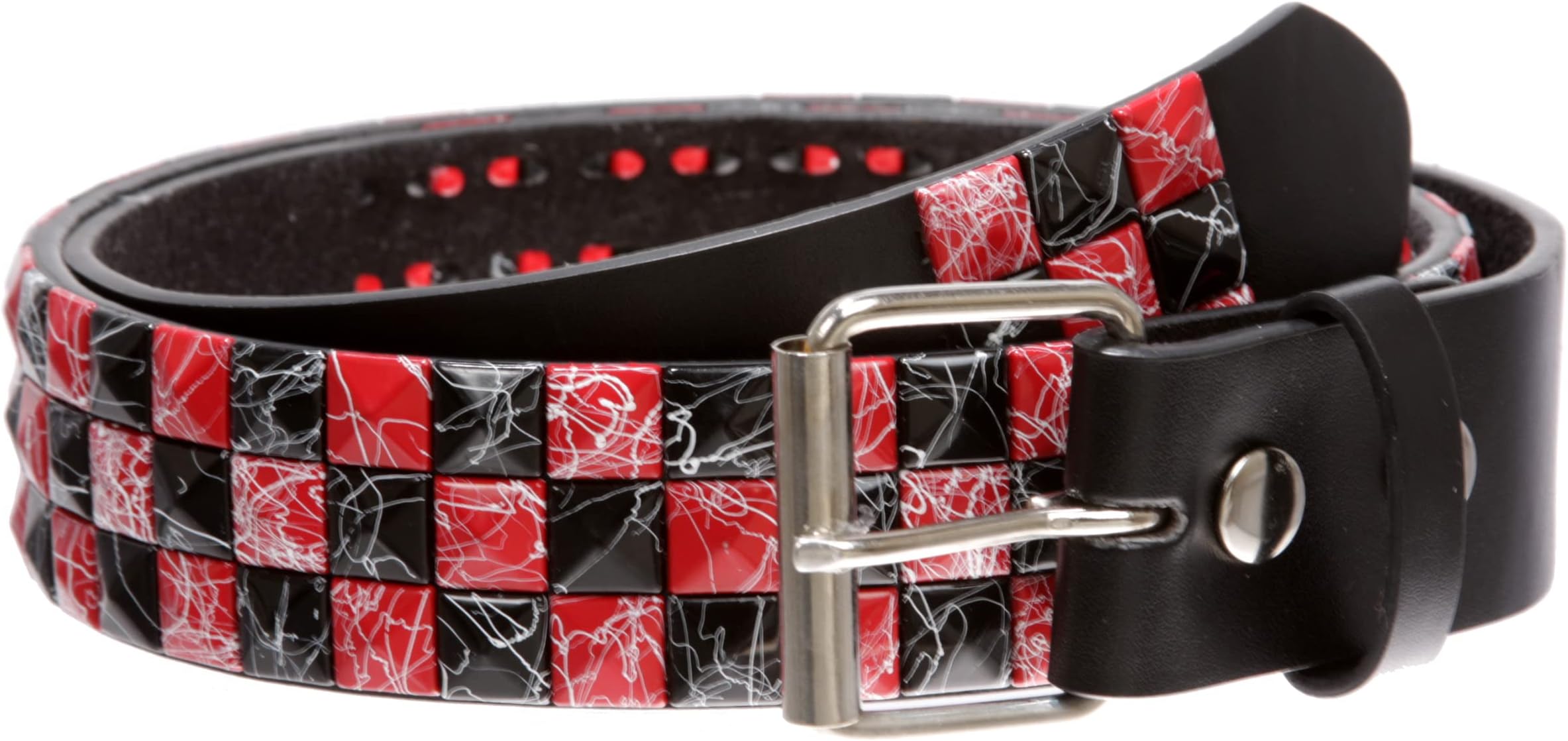 Snap On 1 1/2"-38mm Checkerboard Punk Rock Studded Belt
